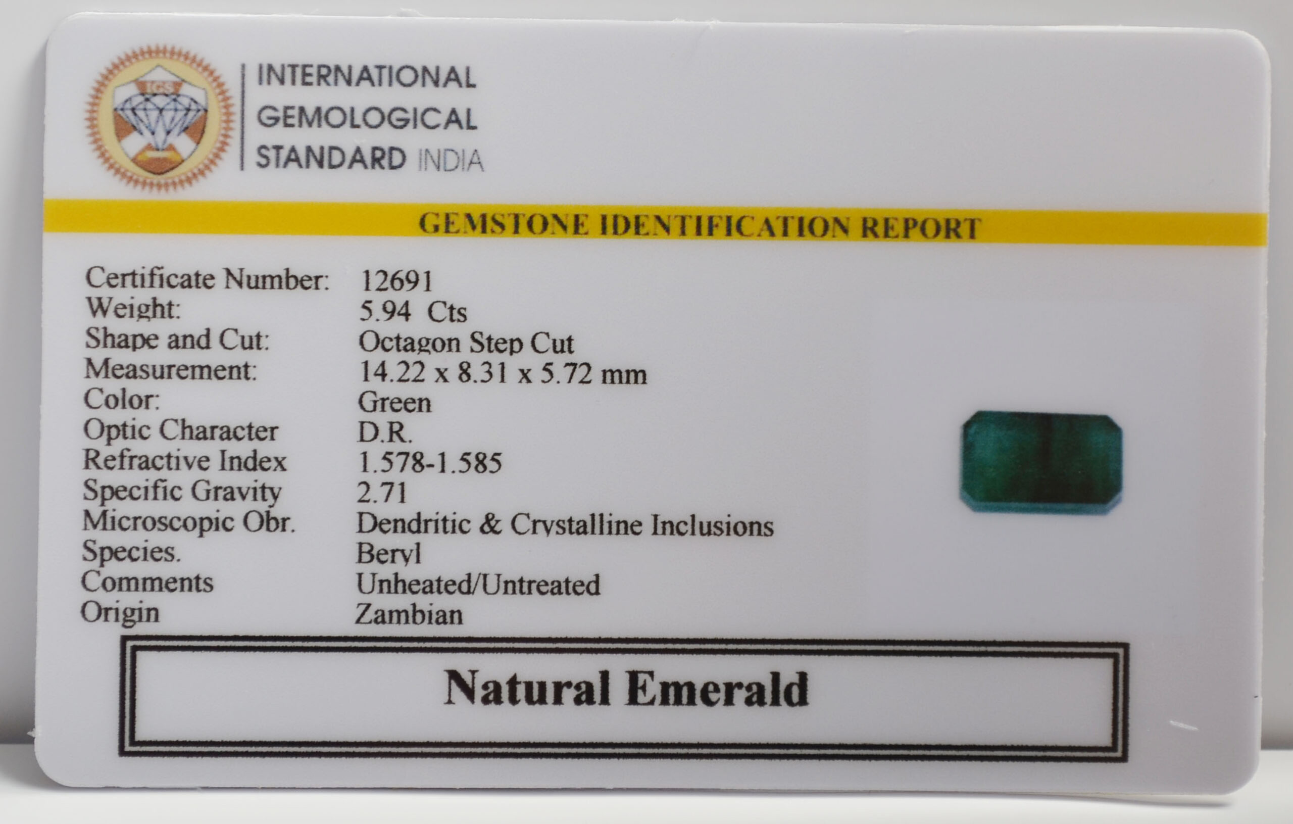 EMERALD 5.94 Ct. EMERALD 5.94 Ct.
