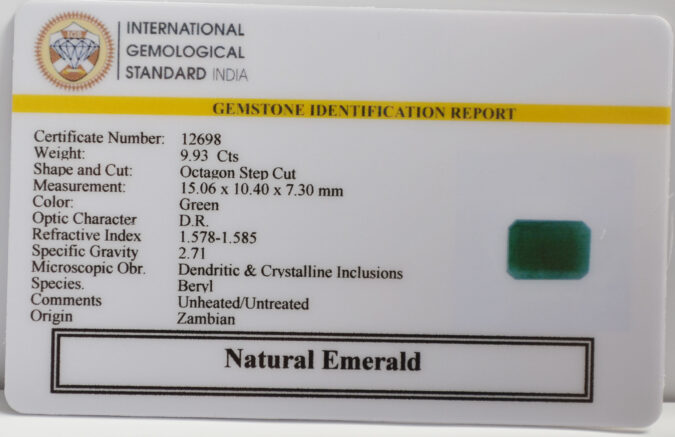 EMERALD 9.93 Ct. EMERALD 9.93 Ct.