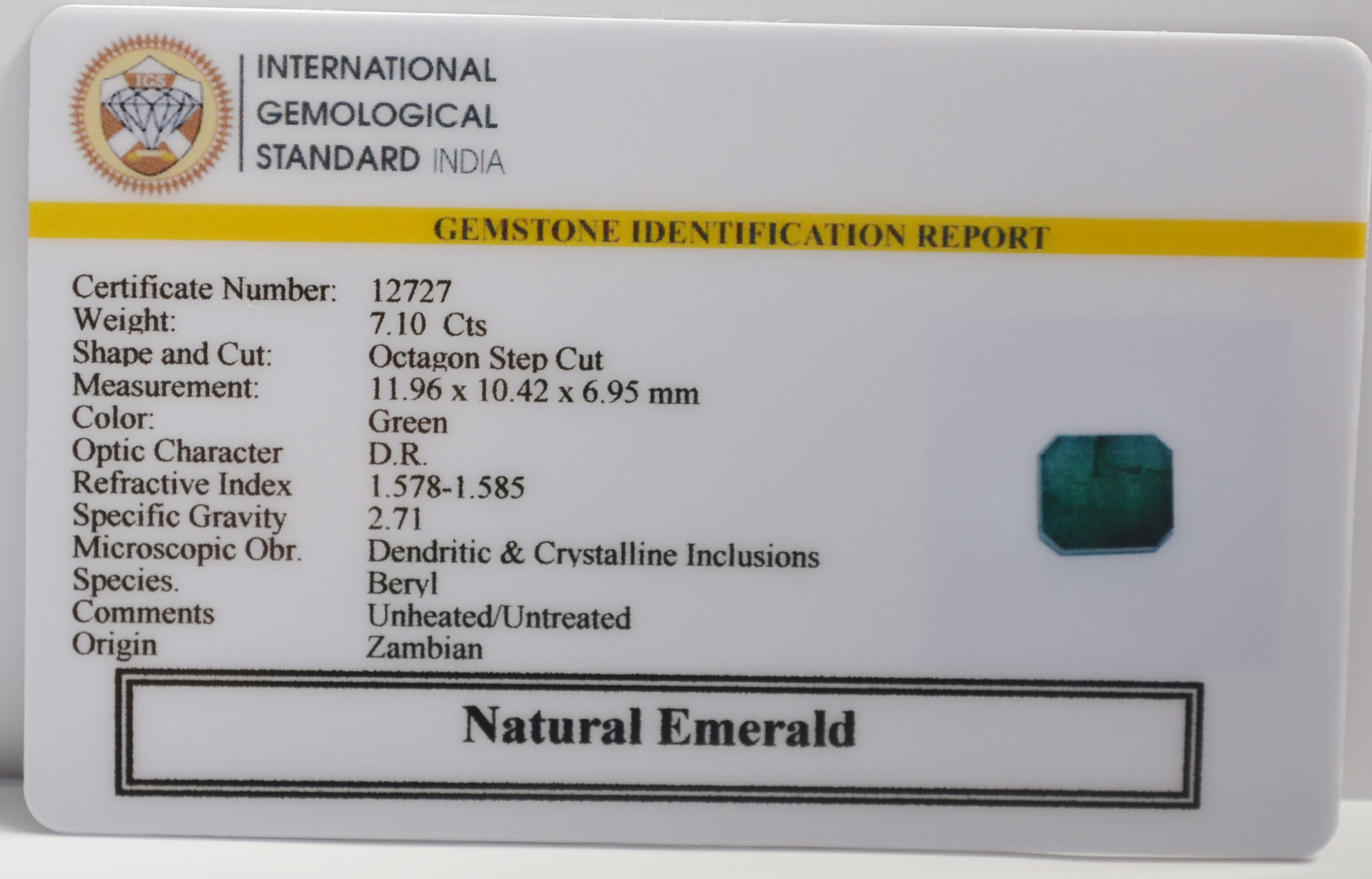 EMERALD 7.1 Ct. 3 EMRG22665 2 EMERALD 7.1 Ct.