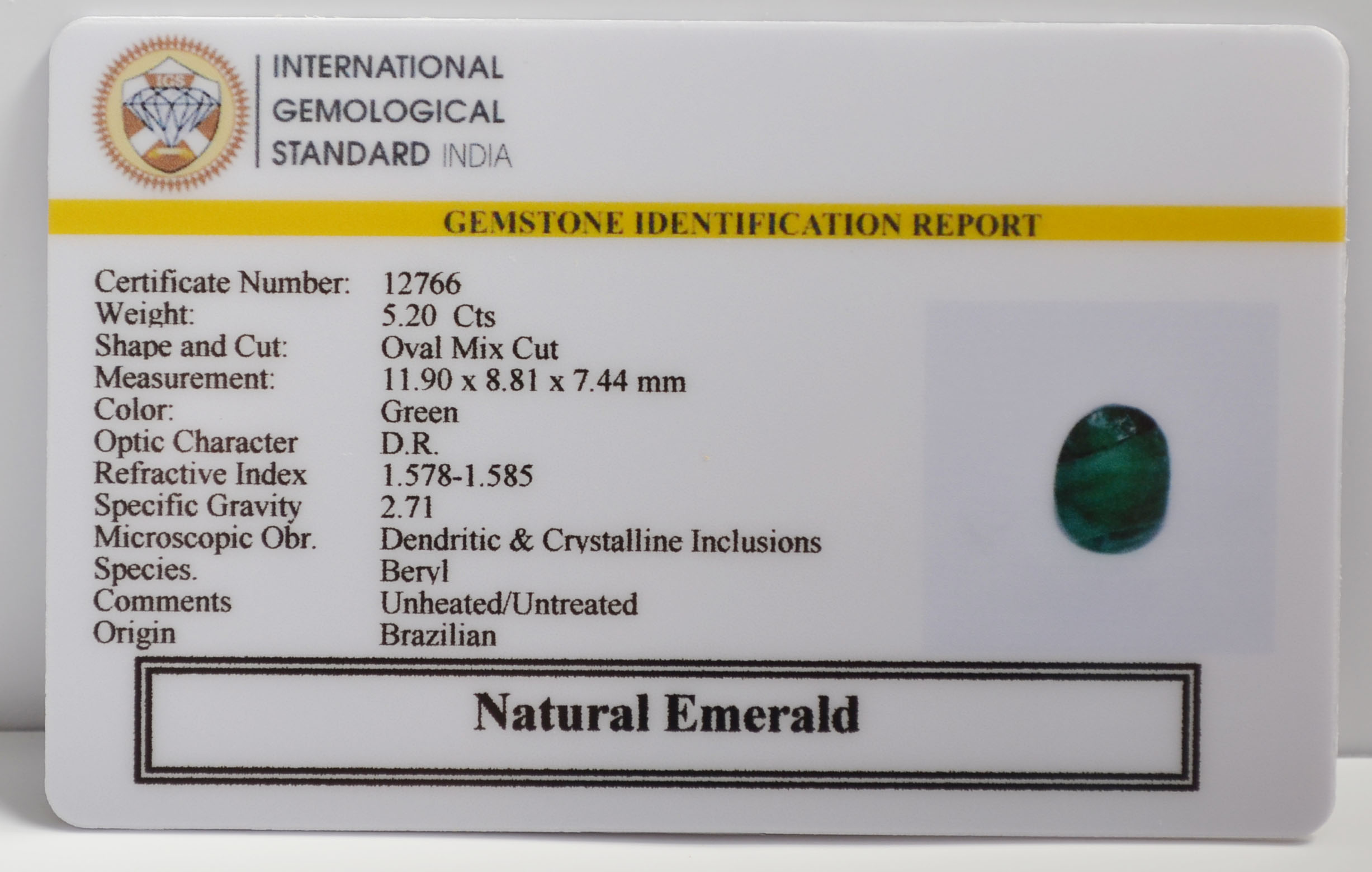 EMRG22672 2 EMERALD 5.2 Ct.