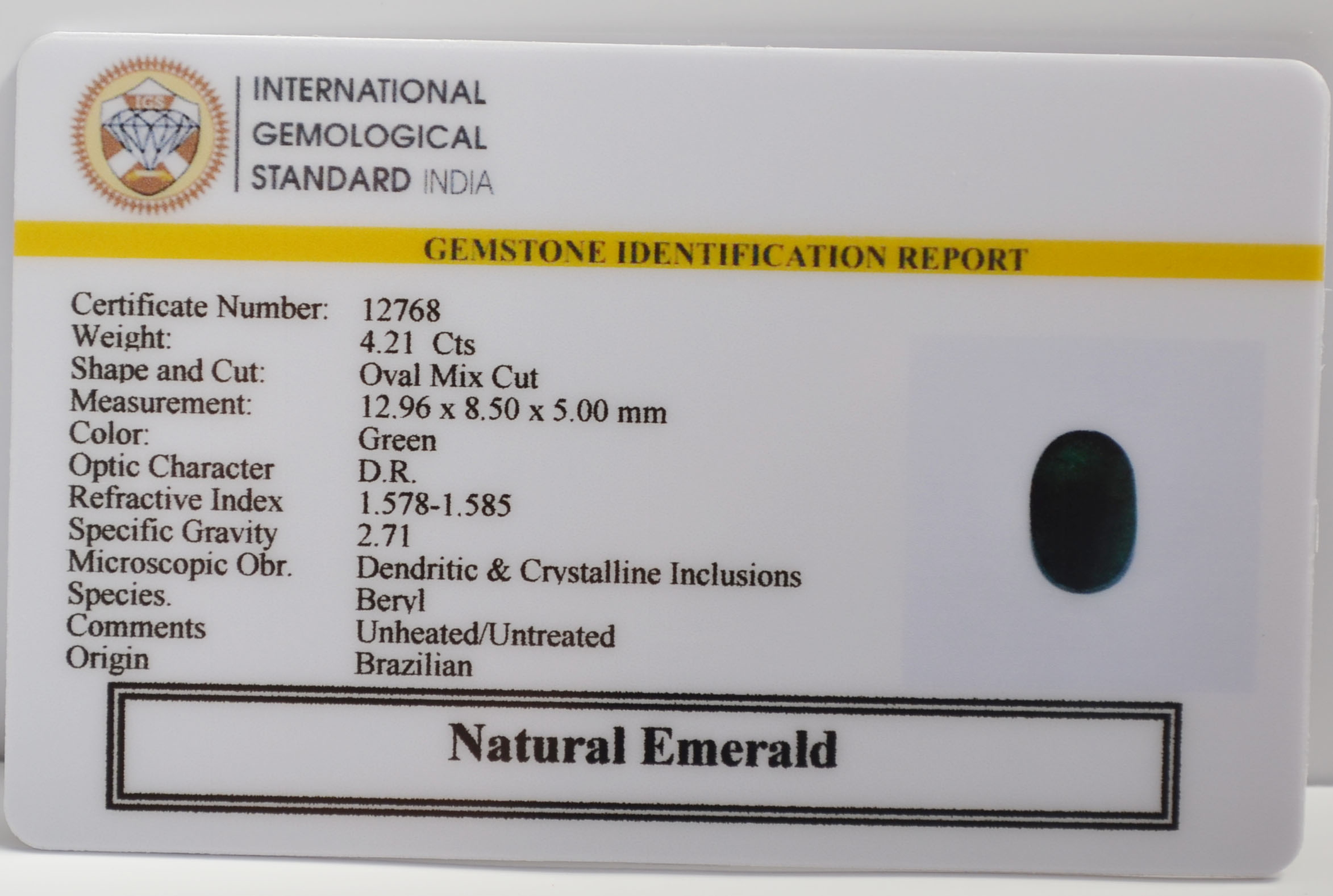 EMRG22673 2 EMERALD 4.21 Ct.