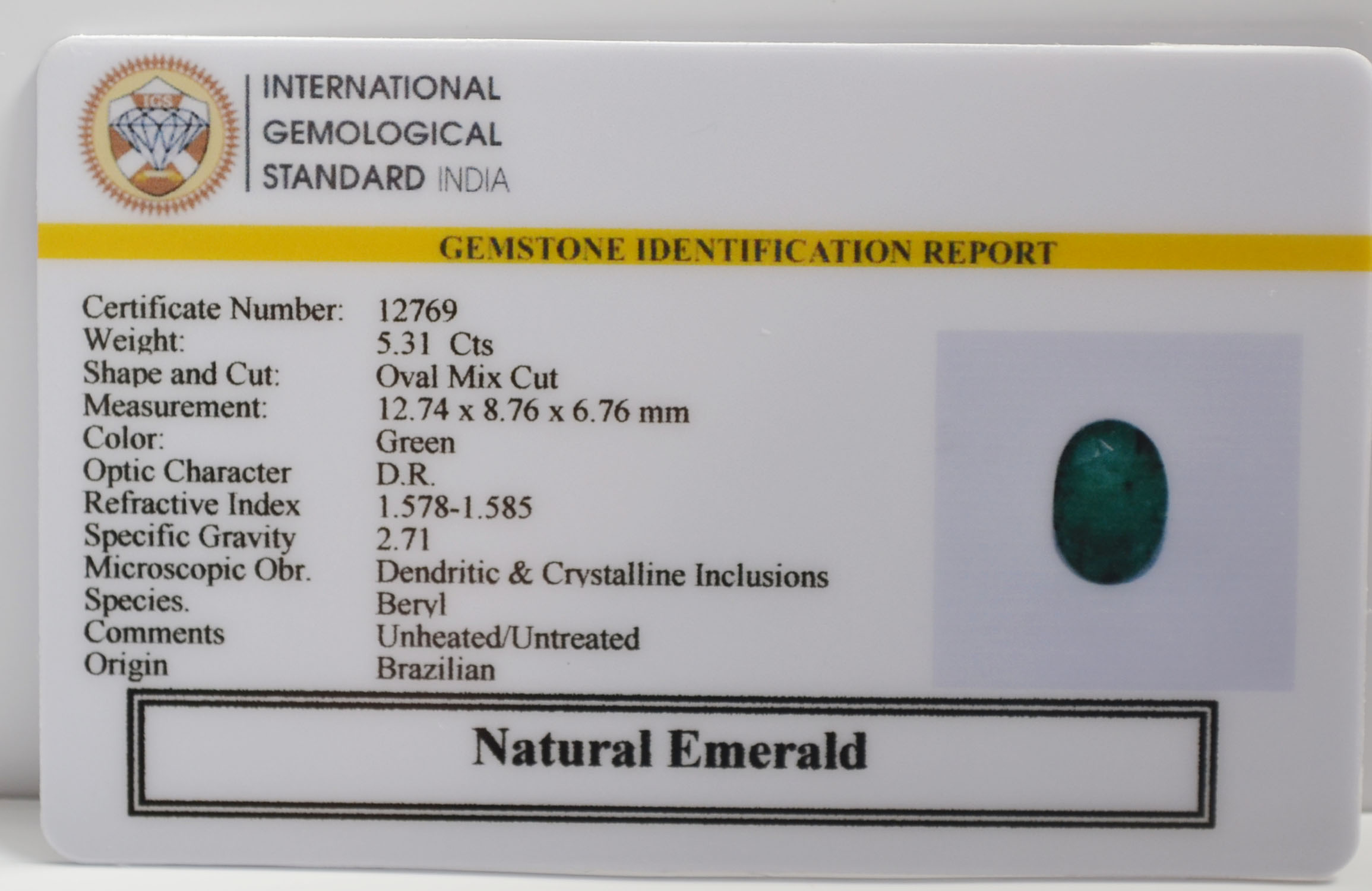 EMRG22674 2 EMERALD 5.31 Ct.