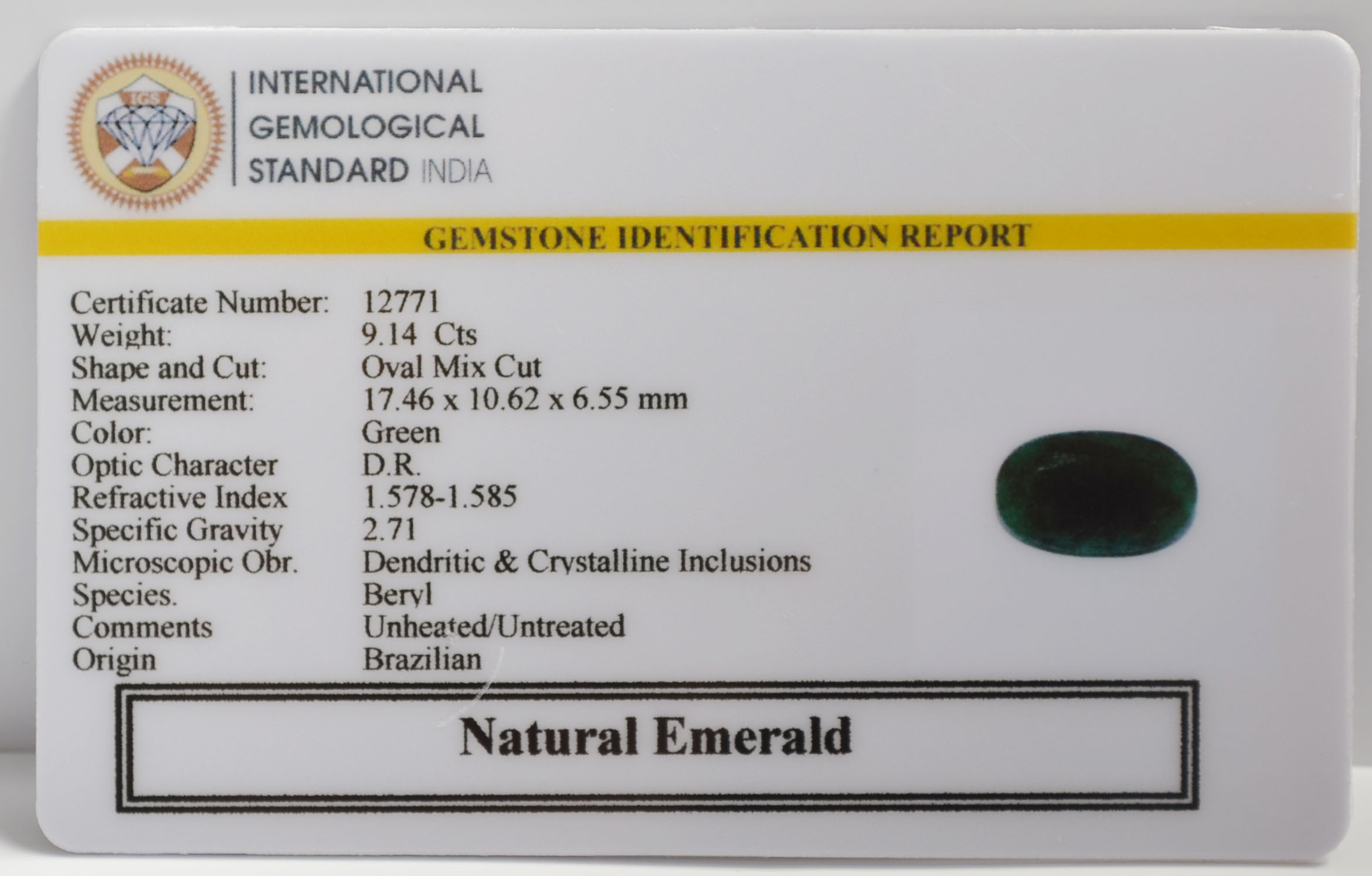 EMRG22675 2 EMERALD 9.14 Ct.