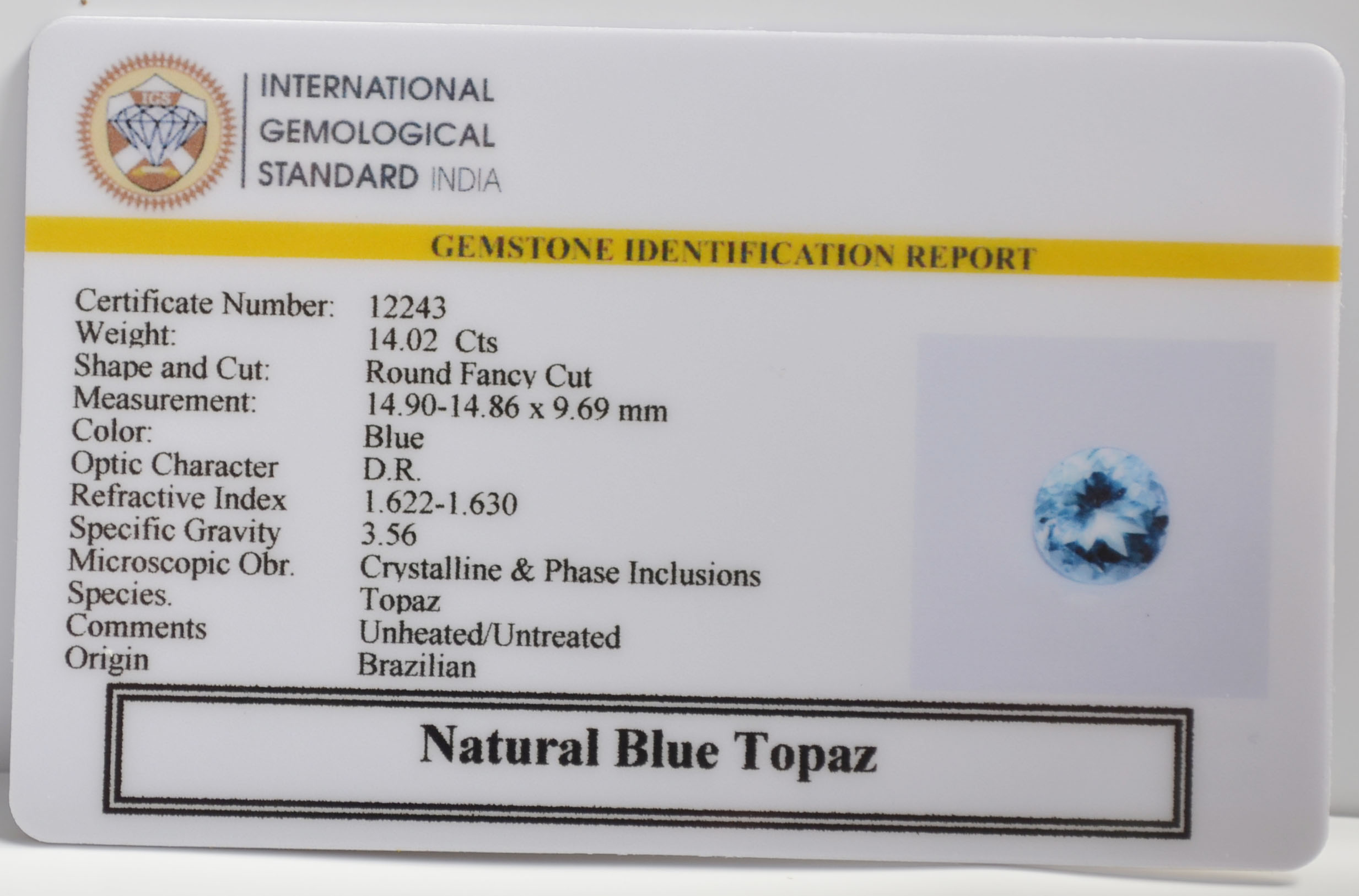 NBT255 2 BLUE TOPAZ 14.02 Ct.