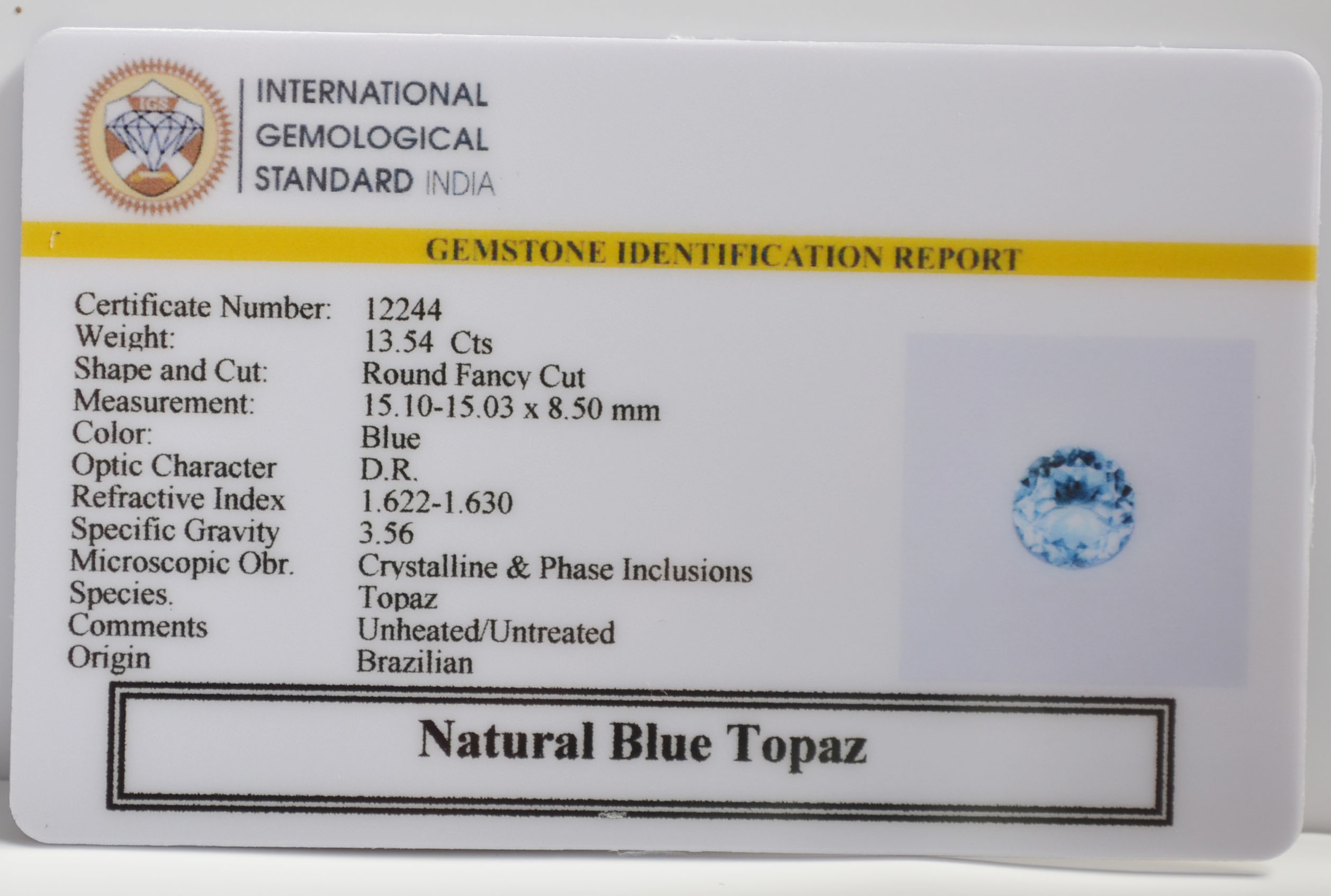 NBT256 2 BLUE TOPAZ 13.54 Ct.