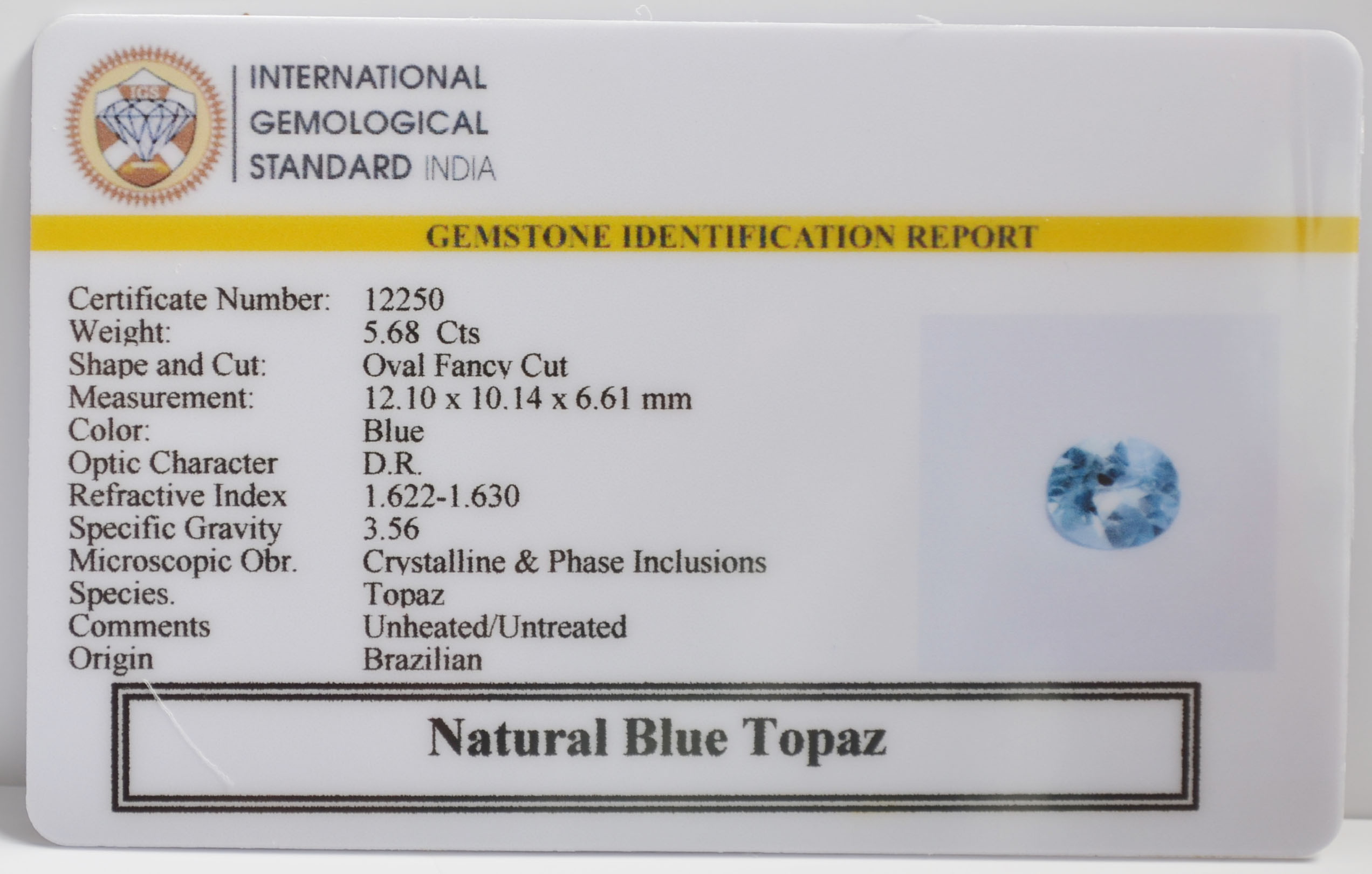 NBT260 2 BLUE TOPAZ 5.68 Ct.