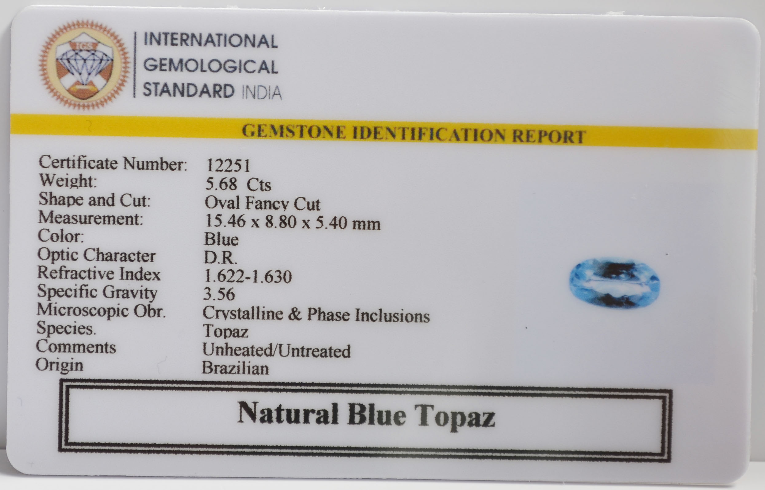 NBT261 2 BLUE TOPAZ 5.68 Ct.