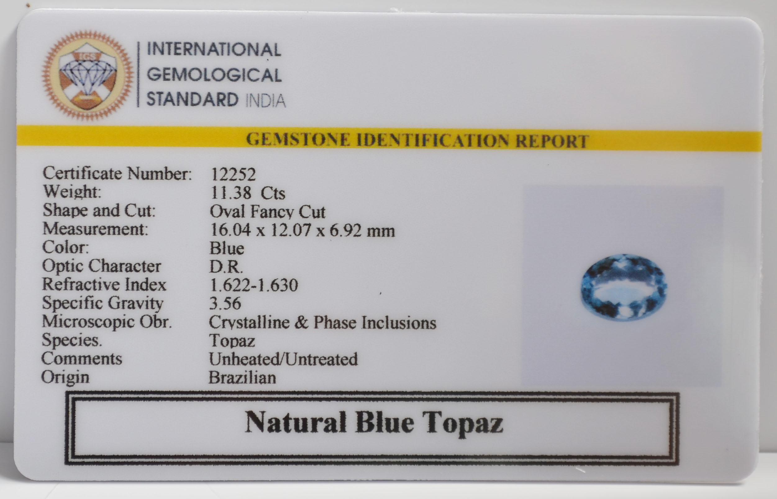 NBT262 2 BLUE TOPAZ 11.38 Ct.