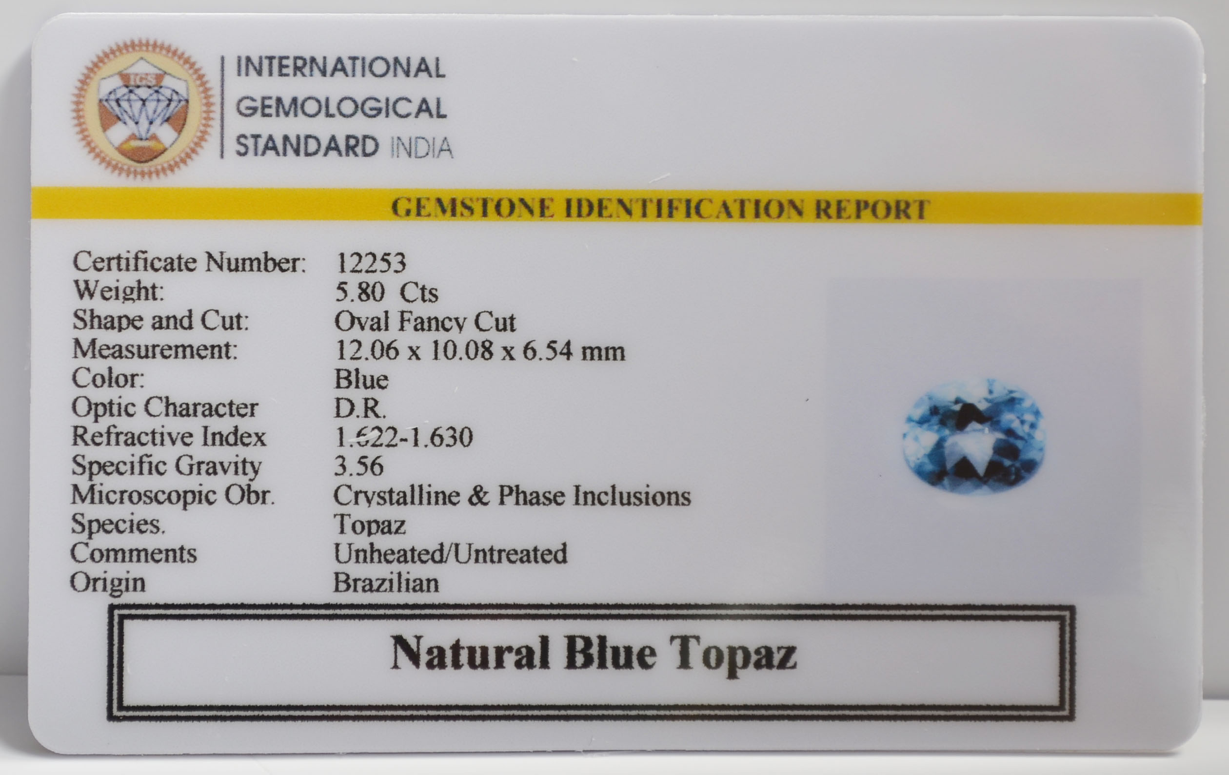 NBT263 2 BLUE TOPAZ 5.8 Ct.
