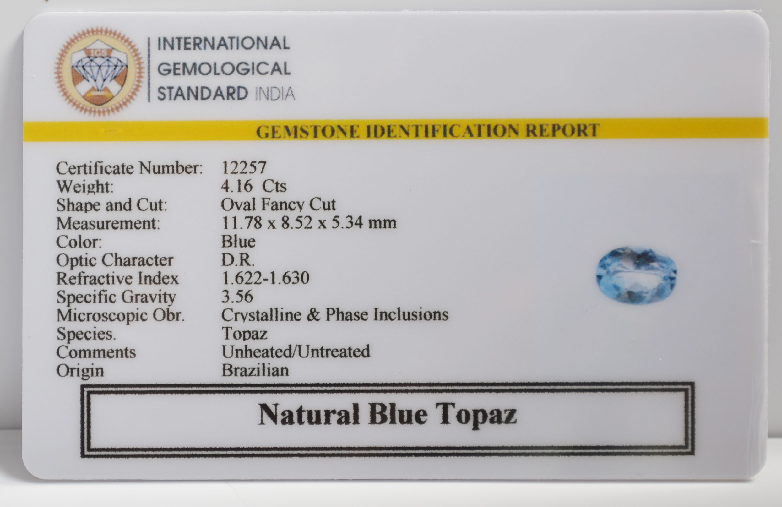 NBT266 2 BLUE TOPAZ 4.16 Ct.
