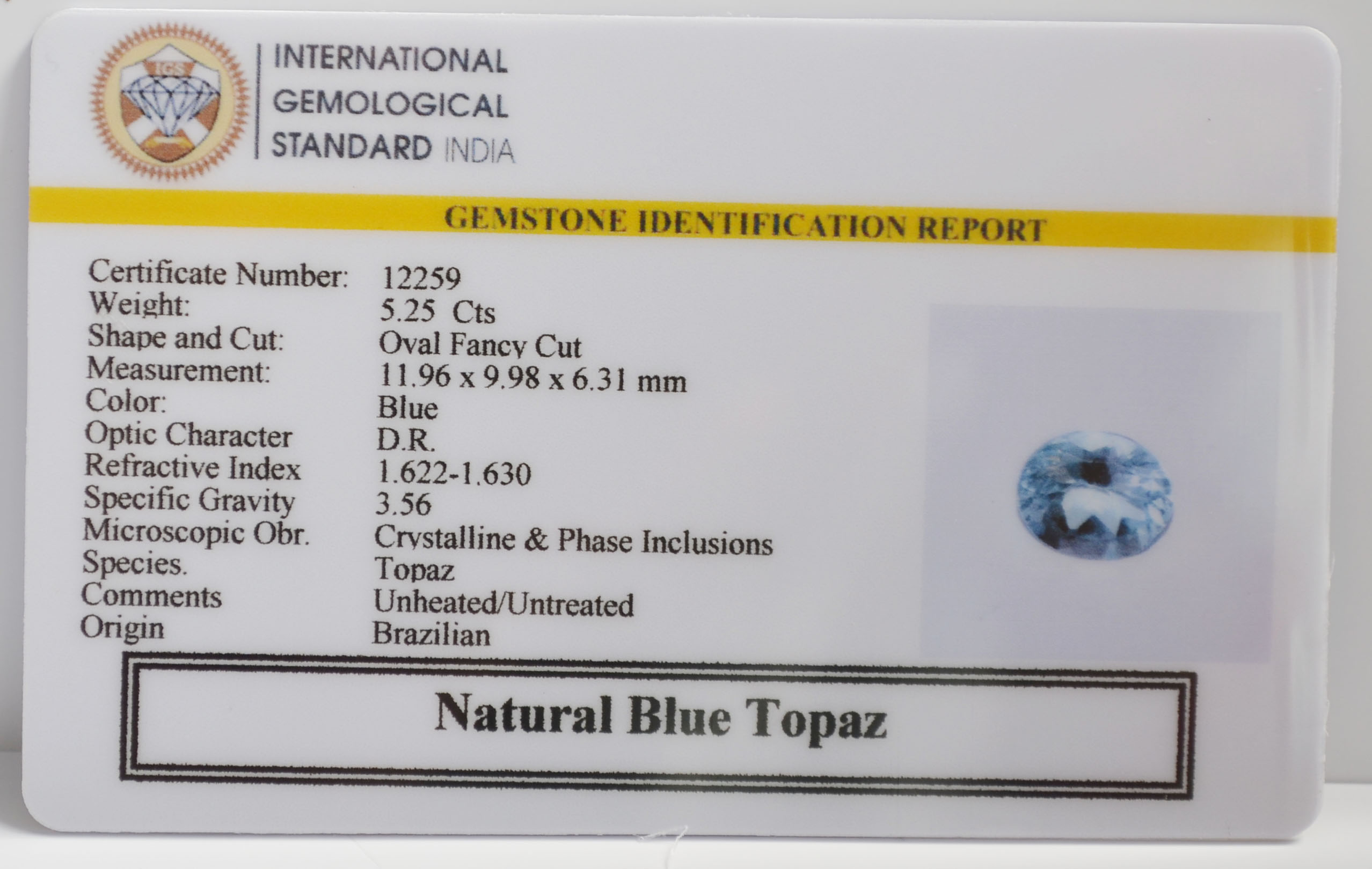 NBT268 2 BLUE TOPAZ 5.25 Ct.