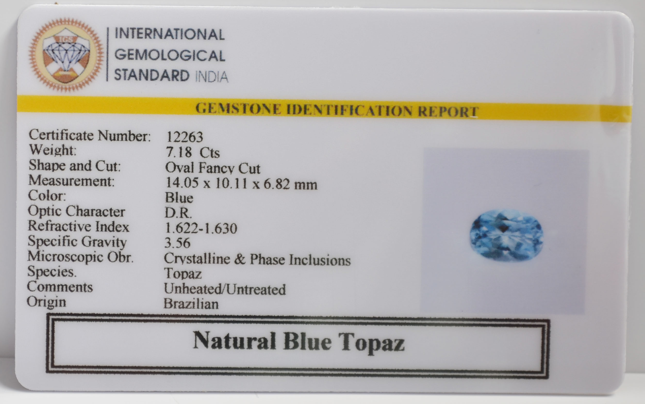 NBT270 2 BLUE TOPAZ 7.18 Ct.