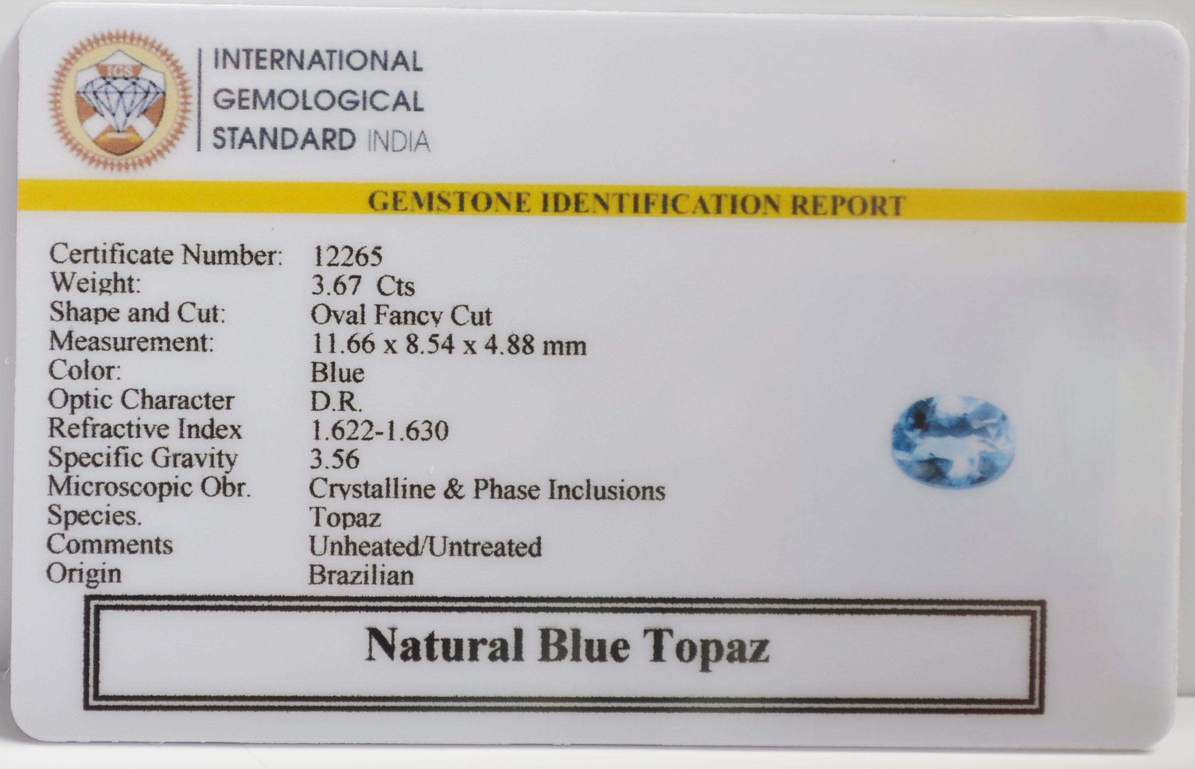 NBT272 2 BLUE TOPAZ 3.67 Ct.