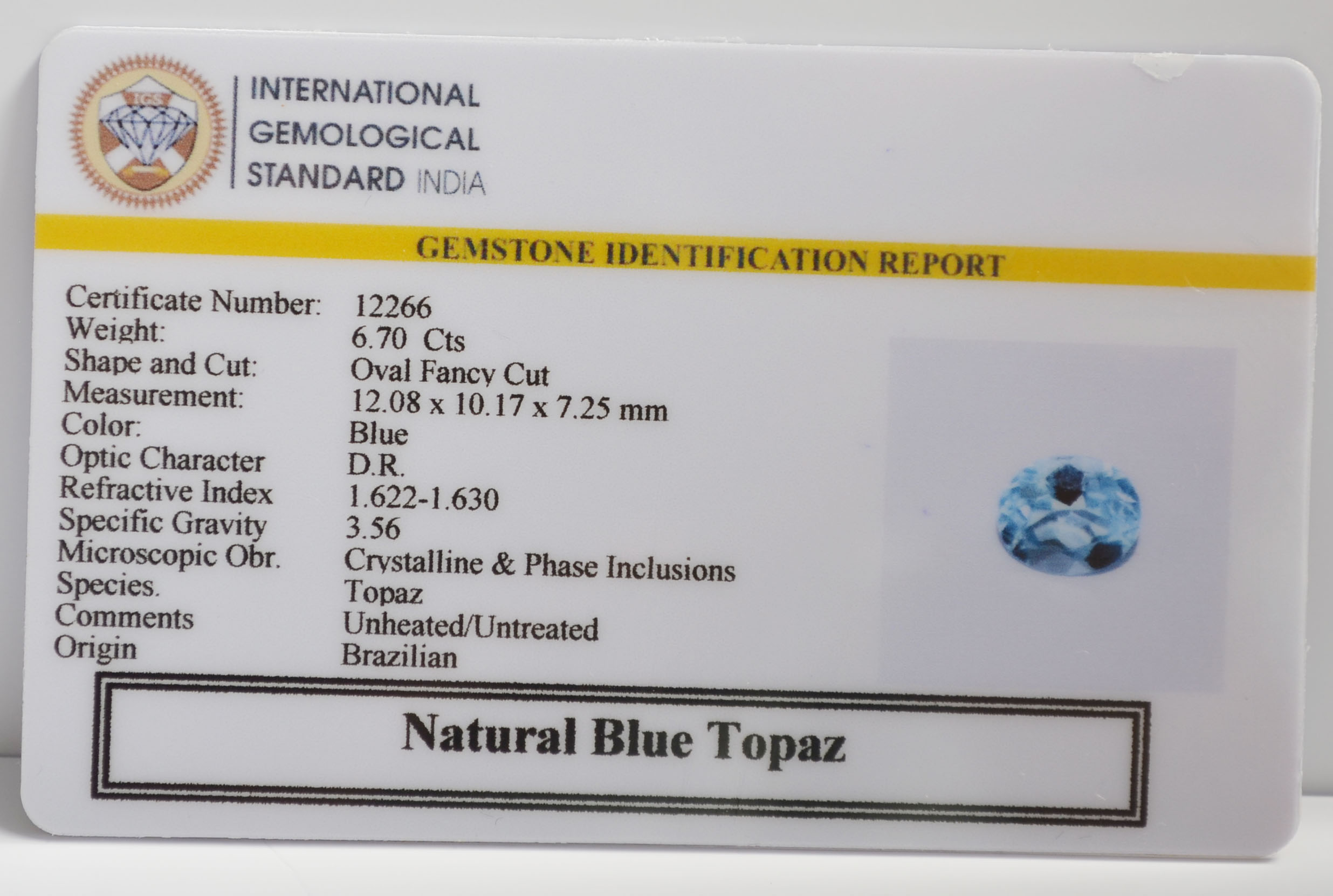 NBT273 2 BLUE TOPAZ 6.7 Ct.