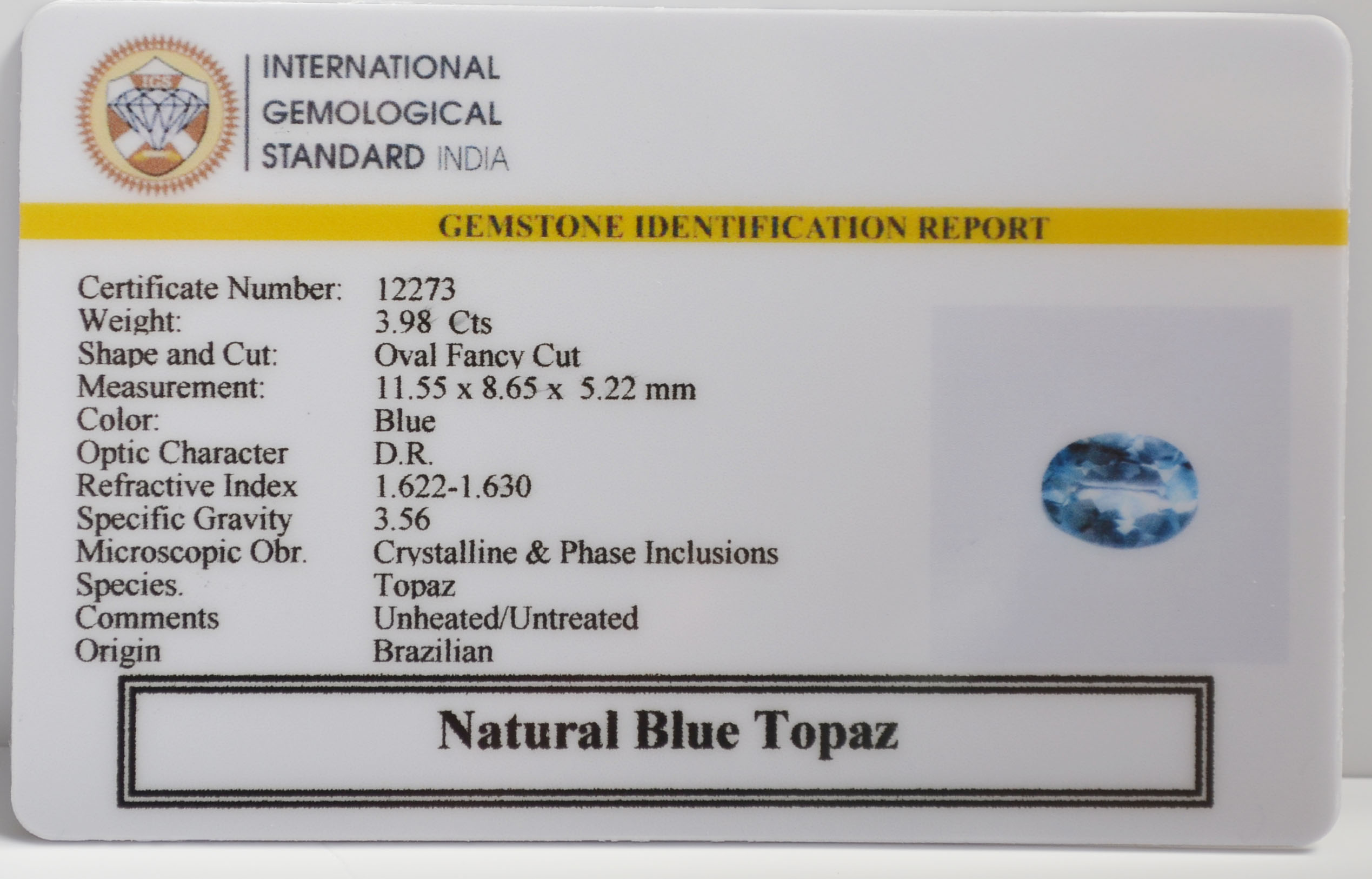 NBT279 2 BLUE TOPAZ 3.98 Ct.