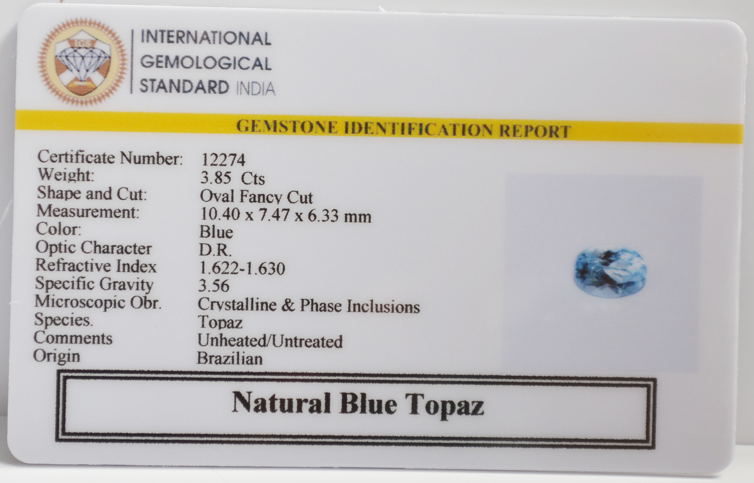 NBT280 2 BLUE TOPAZ 3.85 Ct.