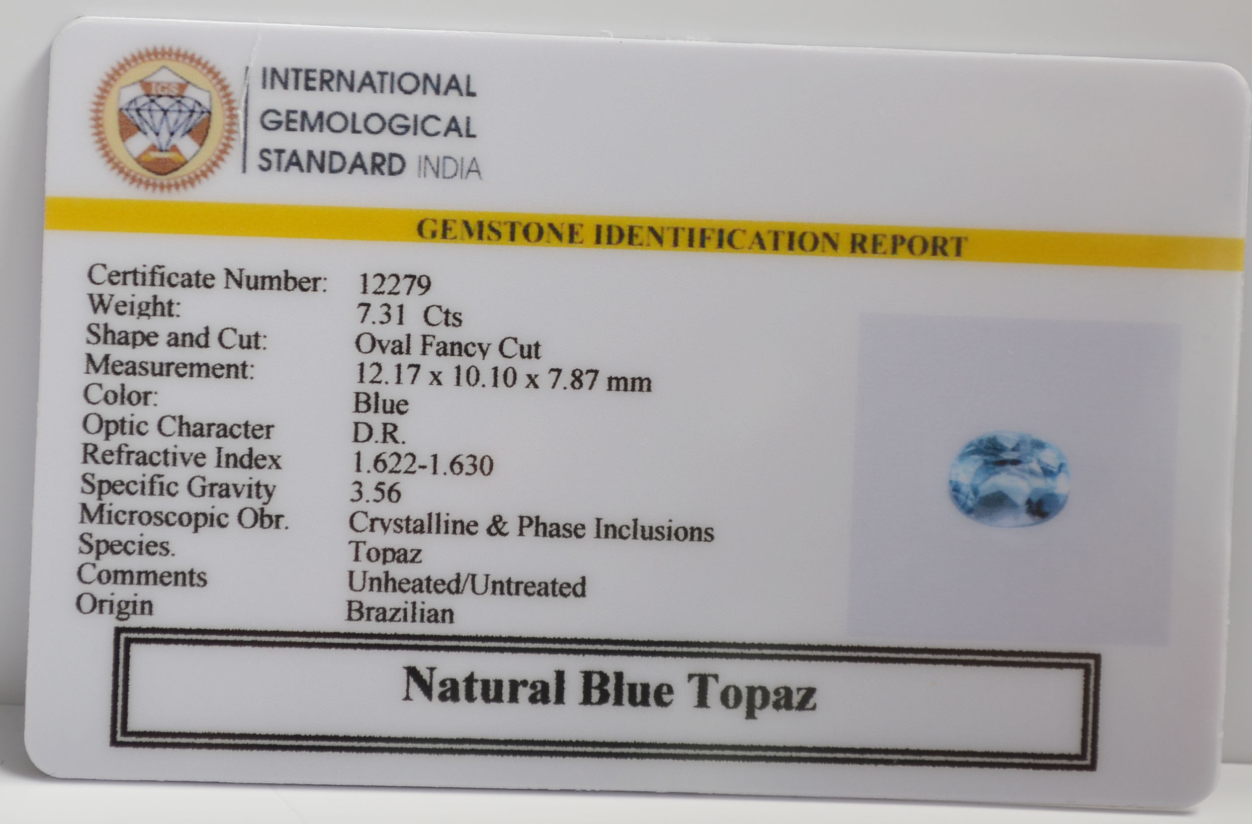 NBT282 2 BLUE TOPAZ 7.31 Ct.