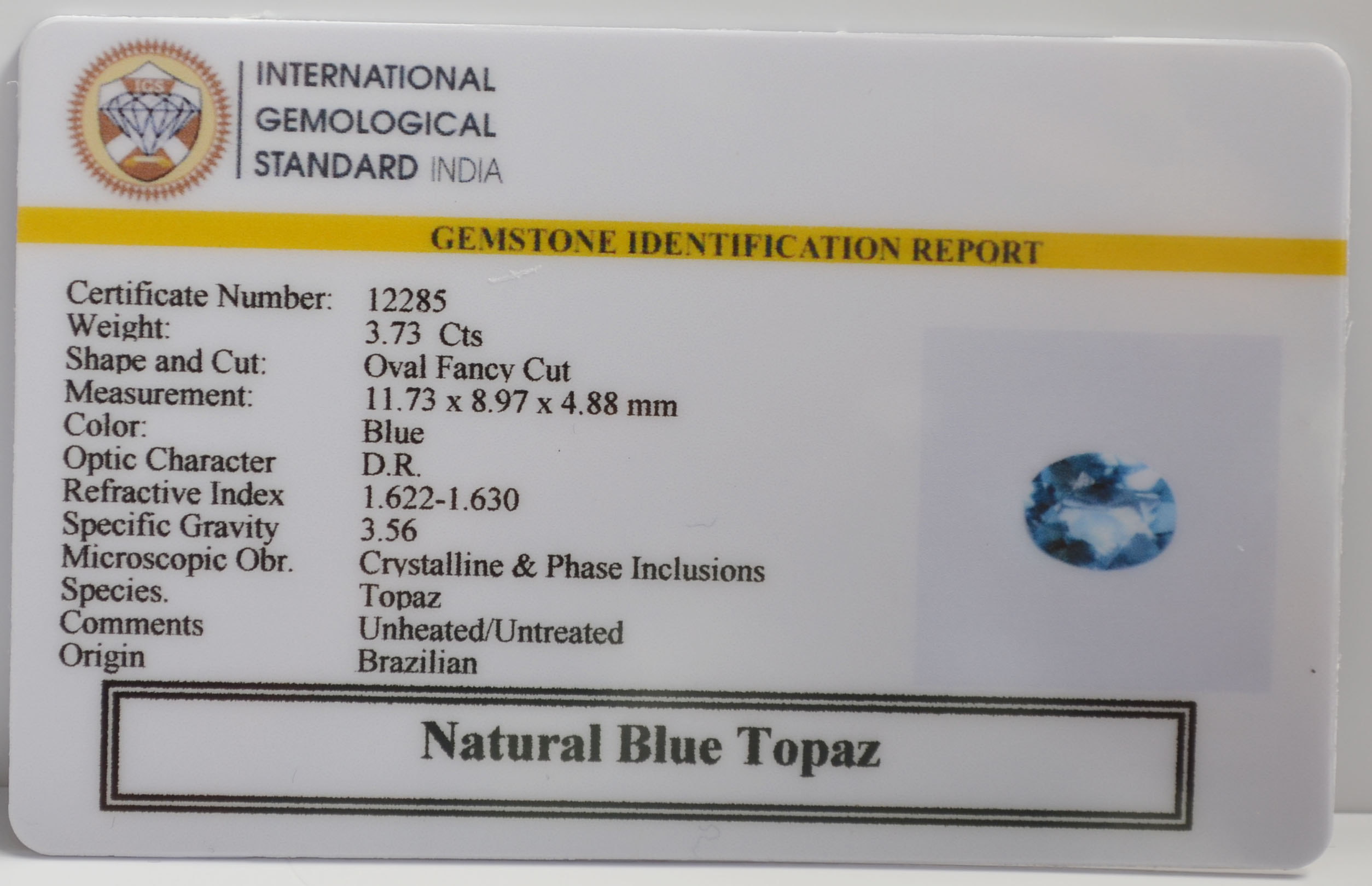 NBT287 2 BLUE TOPAZ 3.73 Ct.