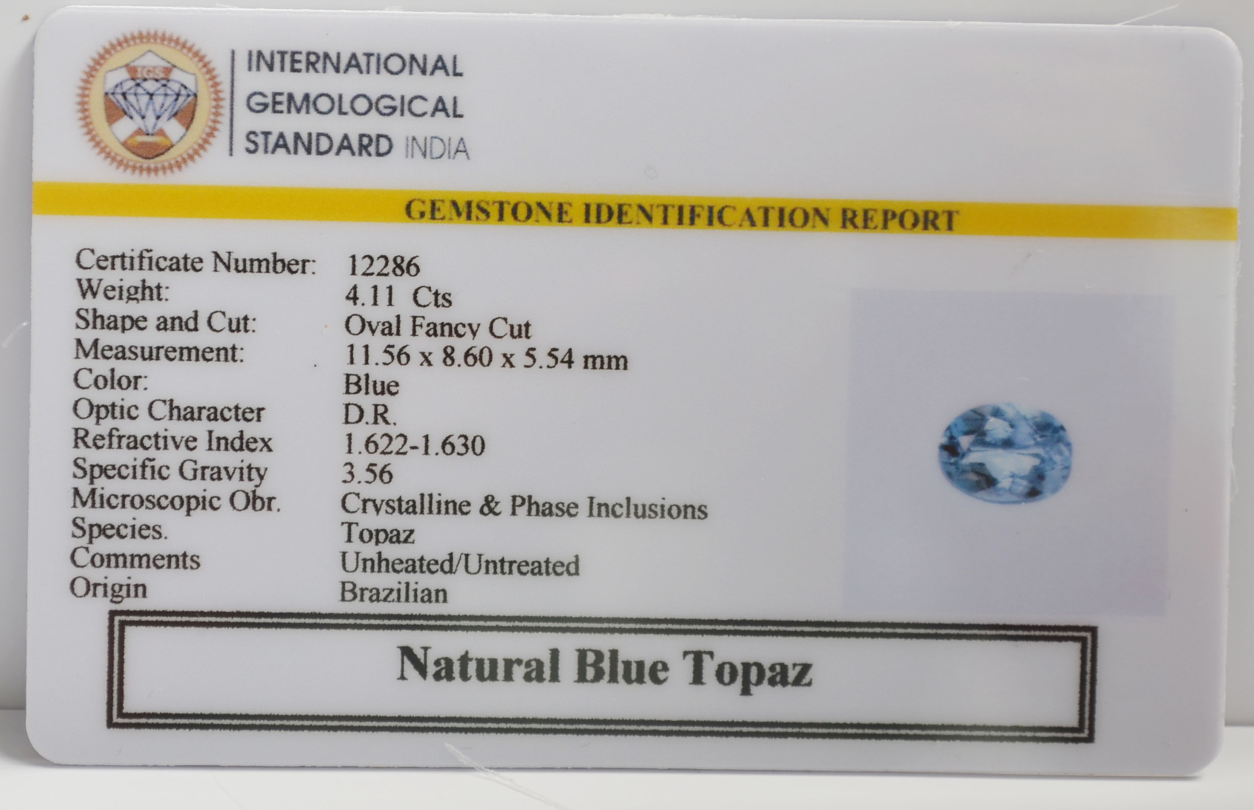 NBT288 2 BLUE TOPAZ 4.11 Ct.