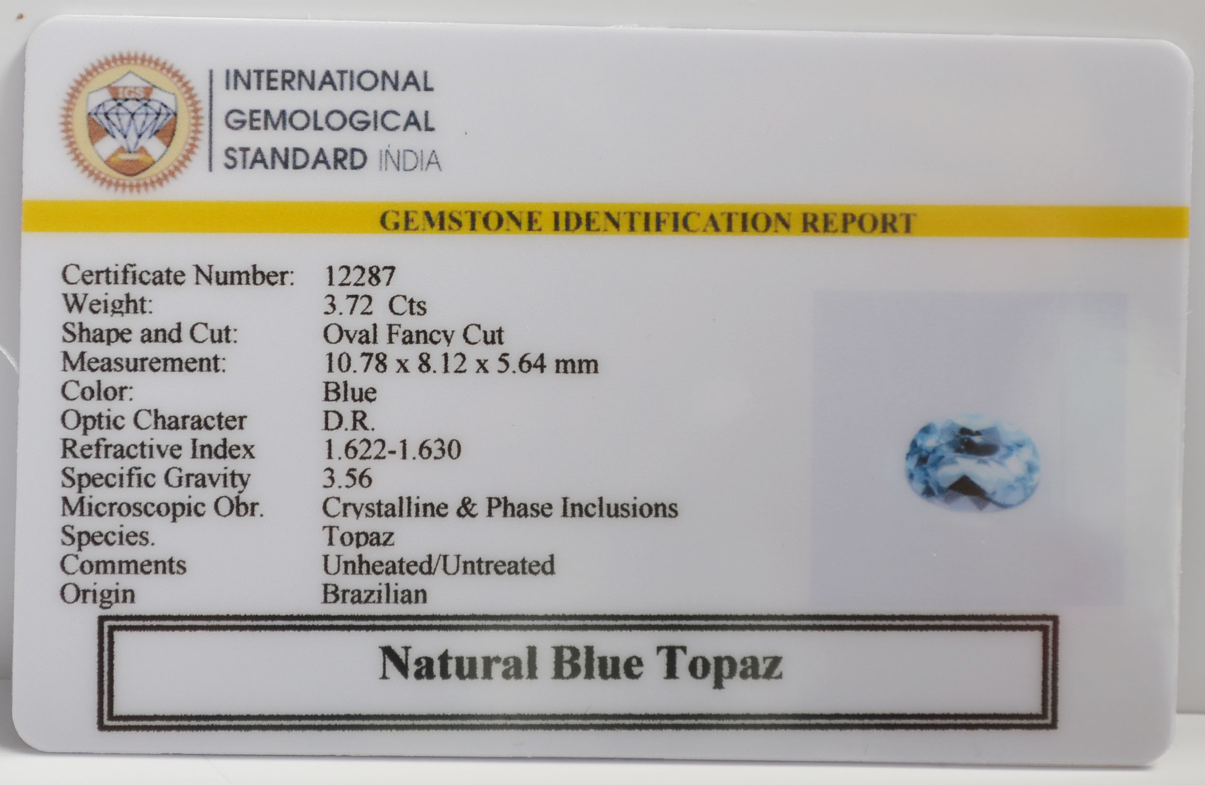 NBT289 2 BLUE TOPAZ 3.72 Ct.