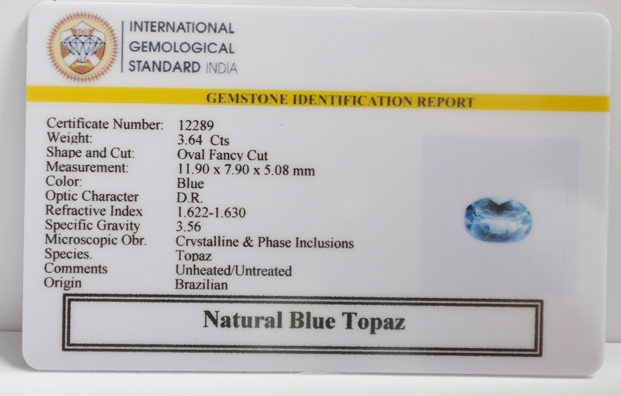 NBT290 2 BLUE TOPAZ 3.64 Ct.