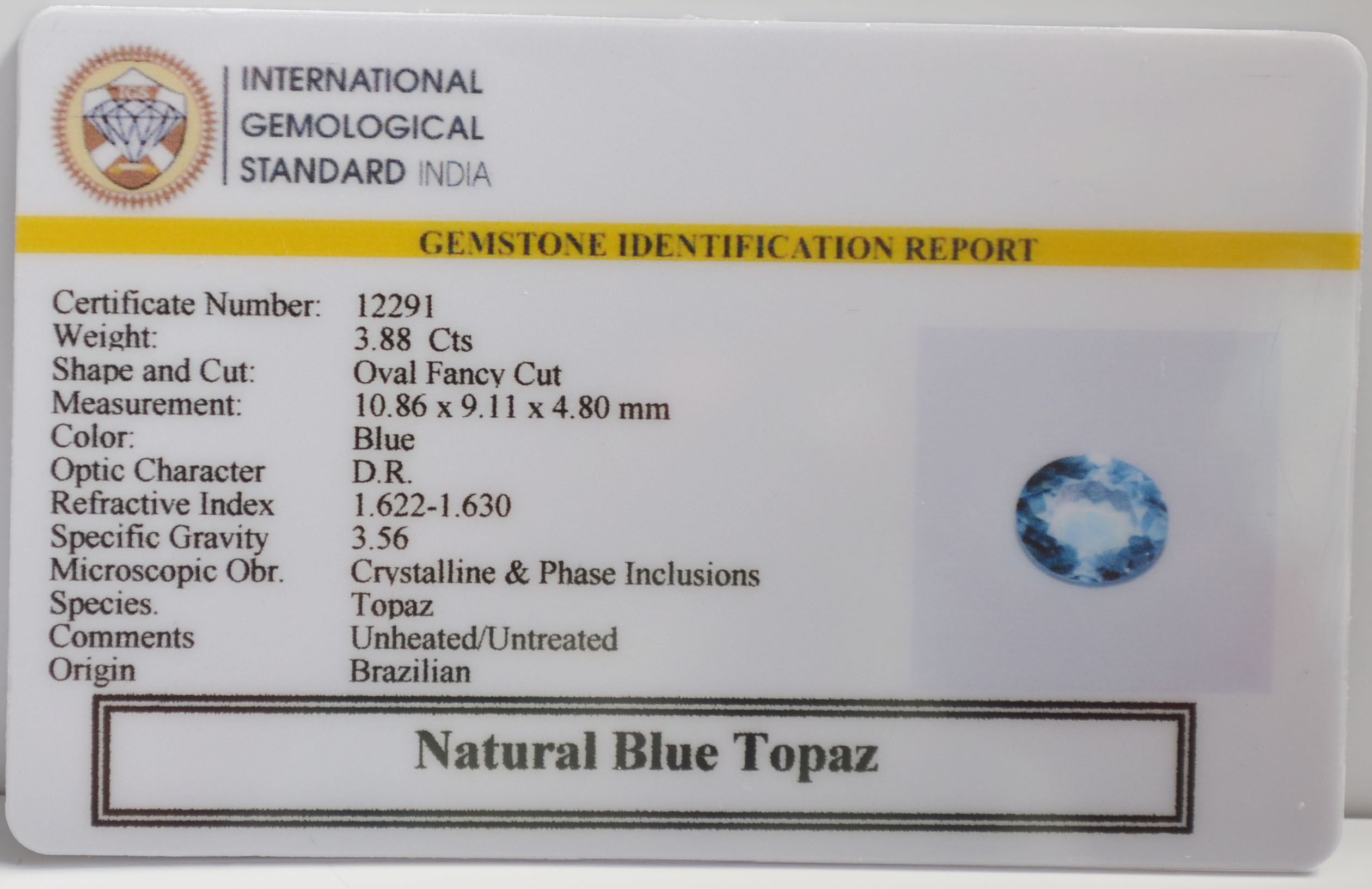 NBT292 2 BLUE TOPAZ 3.88 Ct.