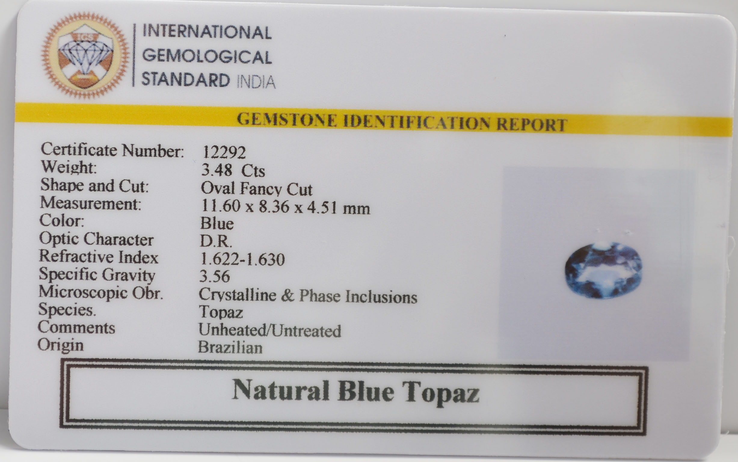 NBT293 2 BLUE TOPAZ 3.48 Ct.