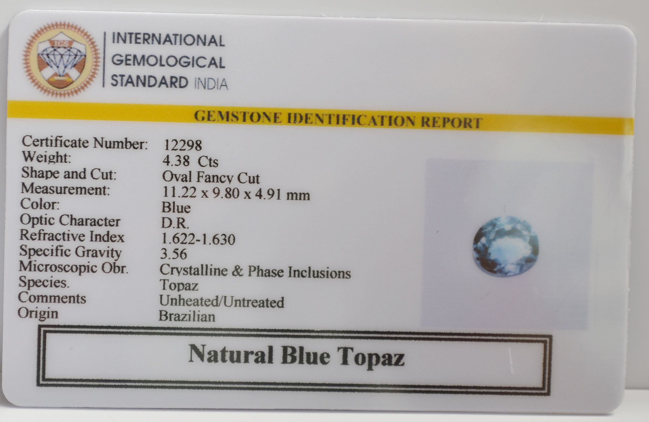 NBT299 2 BLUE TOPAZ 4.38 Ct.