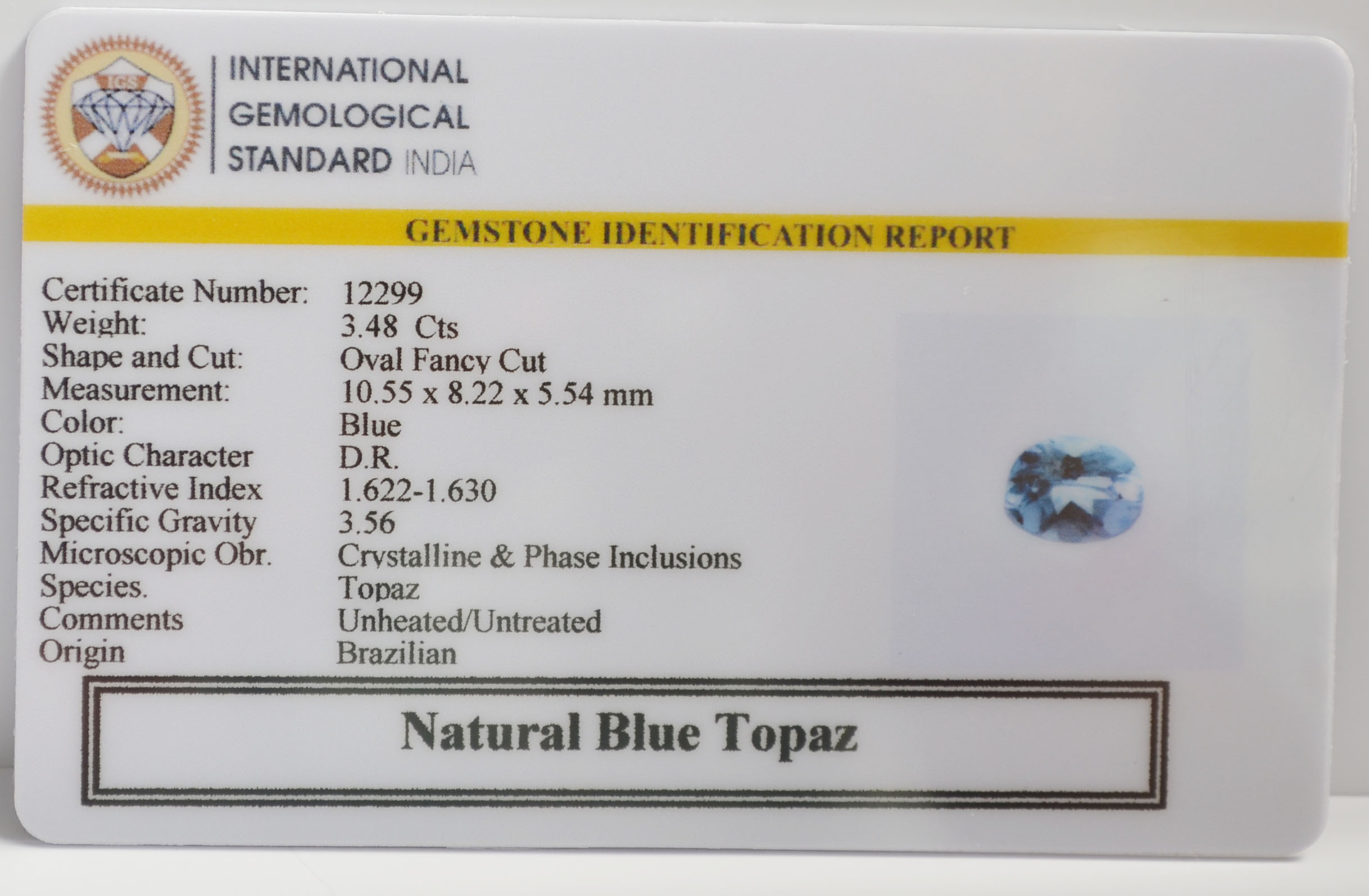 NBT300 2 BLUE TOPAZ 3.48 Ct.