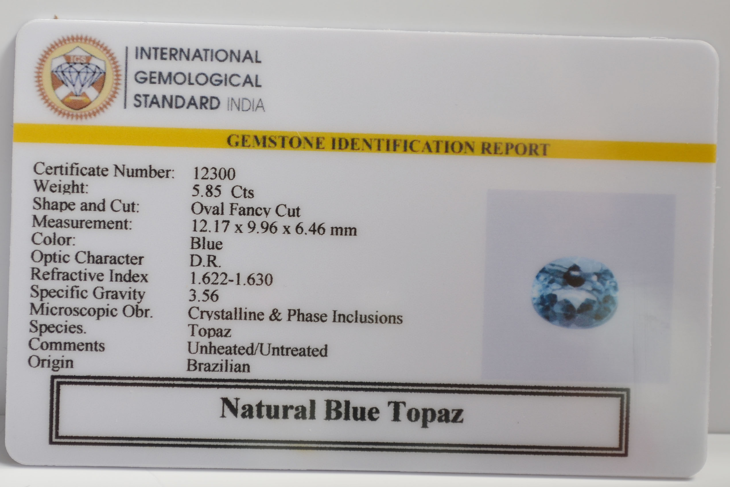 NBT301 2 BLUE TOPAZ 5.85 Ct.