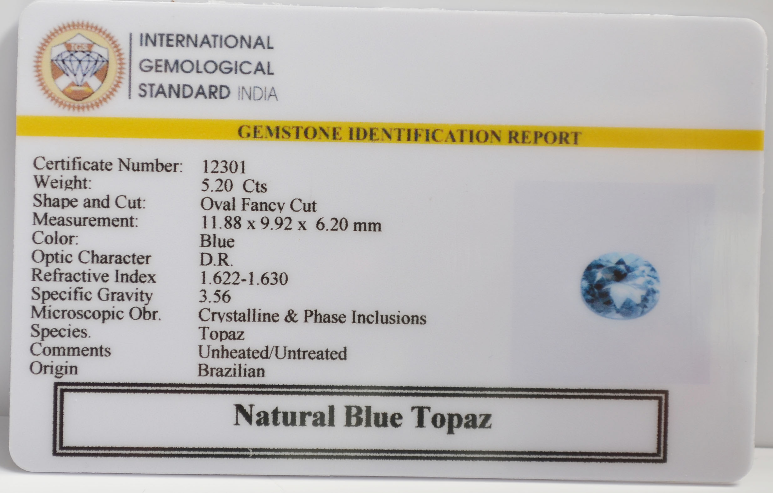 NBT302 2 BLUE TOPAZ 5.2 Ct.