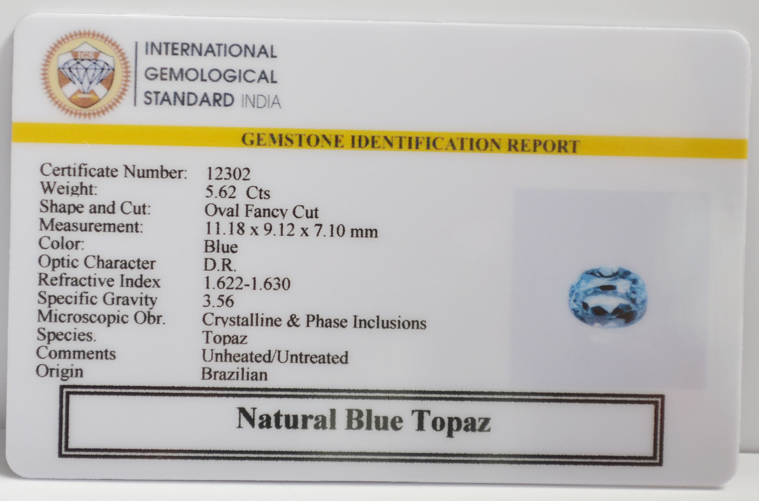 NBT303 2 BLUE TOPAZ 5.62 Ct.