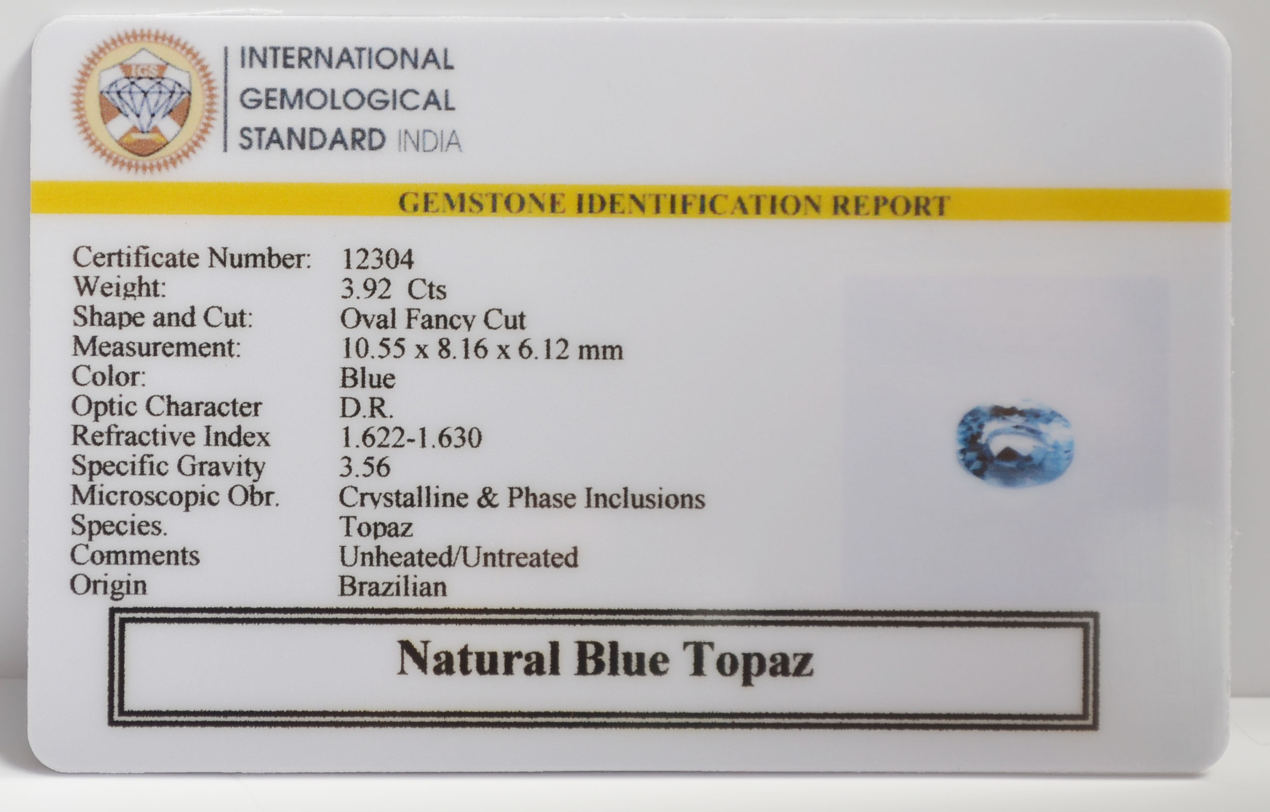 NBT305 2 BLUE TOPAZ 3.92 Ct.