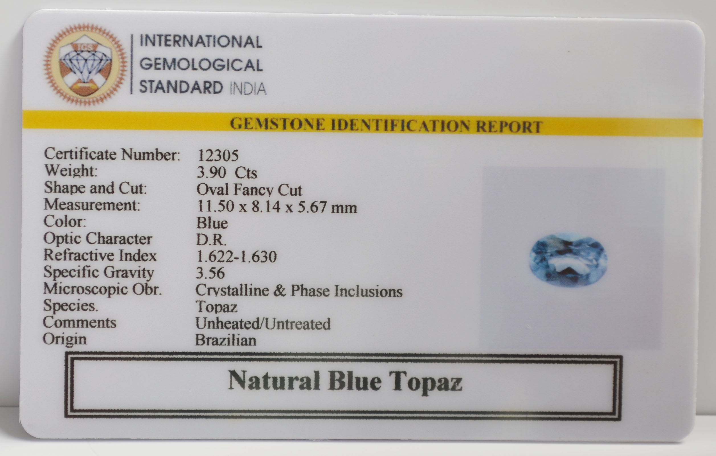 NBT306 2 BLUE TOPAZ 3.9 Ct.