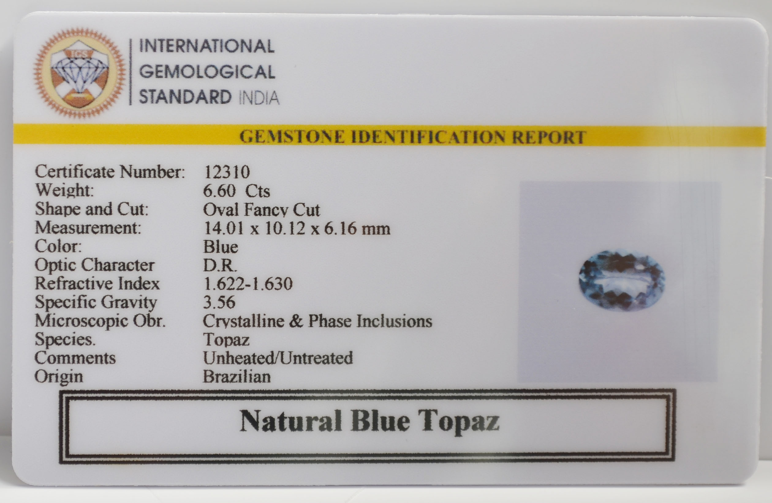 NBT311 2 BLUE TOPAZ 6.6 Ct.