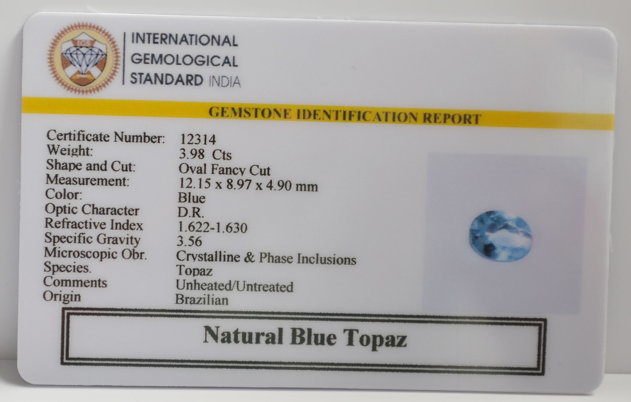 NBT315 2 BLUE TOPAZ 3.98 Ct.