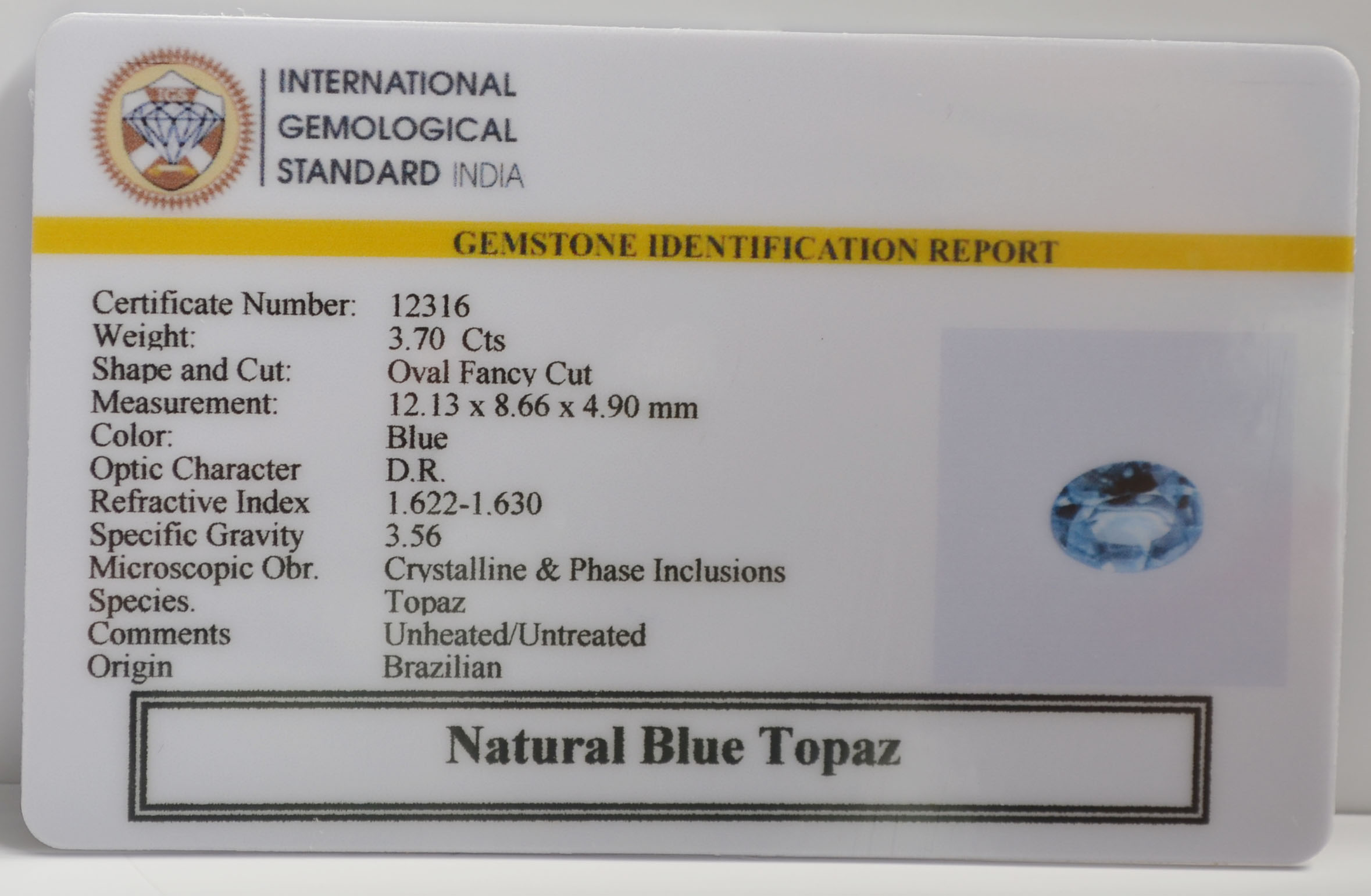 NBT317 2 BLUE TOPAZ 3.7 Ct.