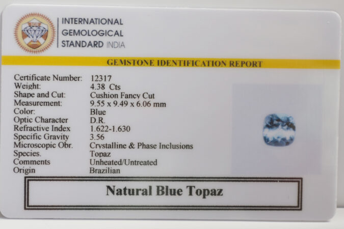 BLUE TOPAZ 4.38 Ct. BLUE TOPAZ 4.38 Ct.