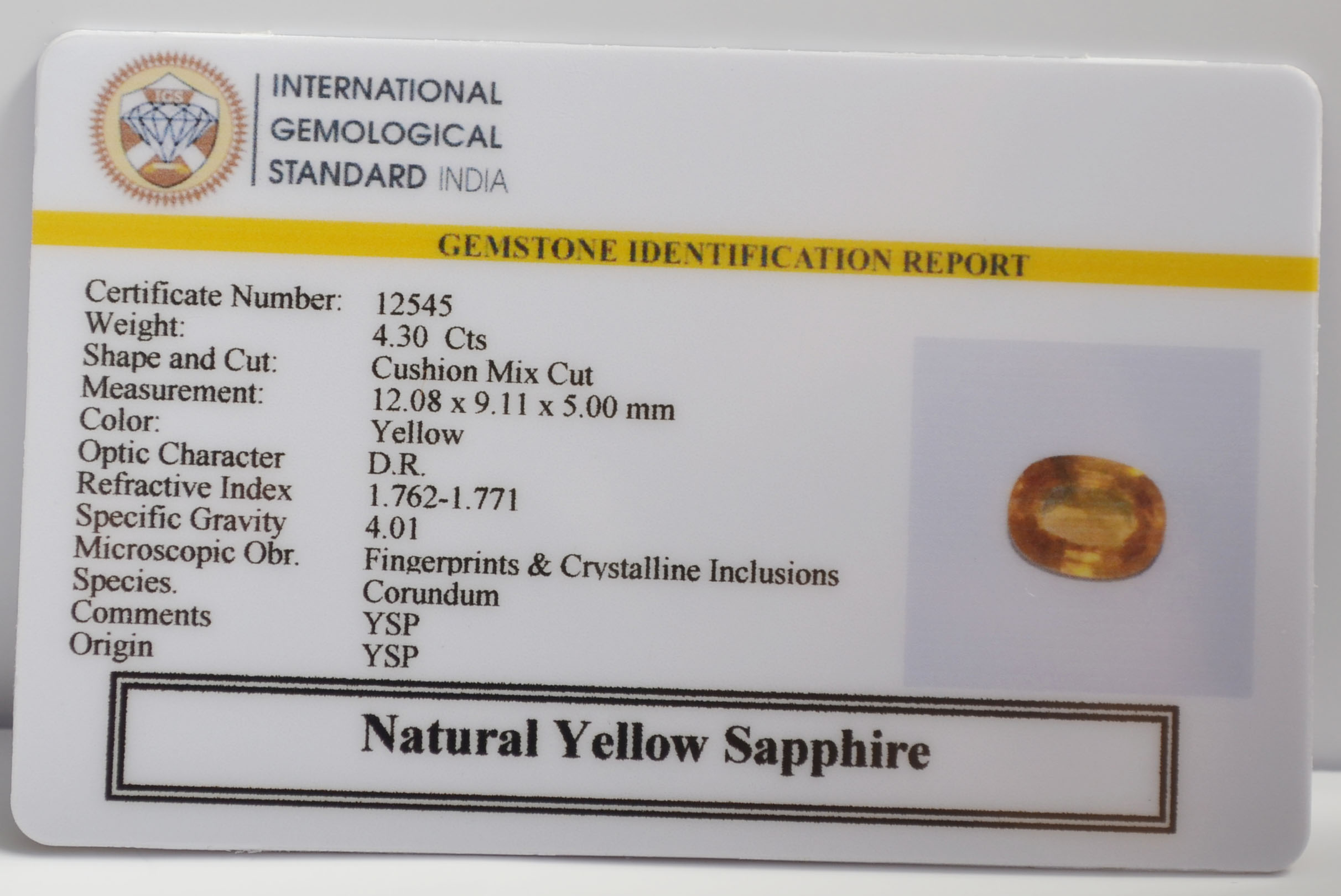 NYSP8962 2 YELLOW SAPPHIRE 4.3 Ct.