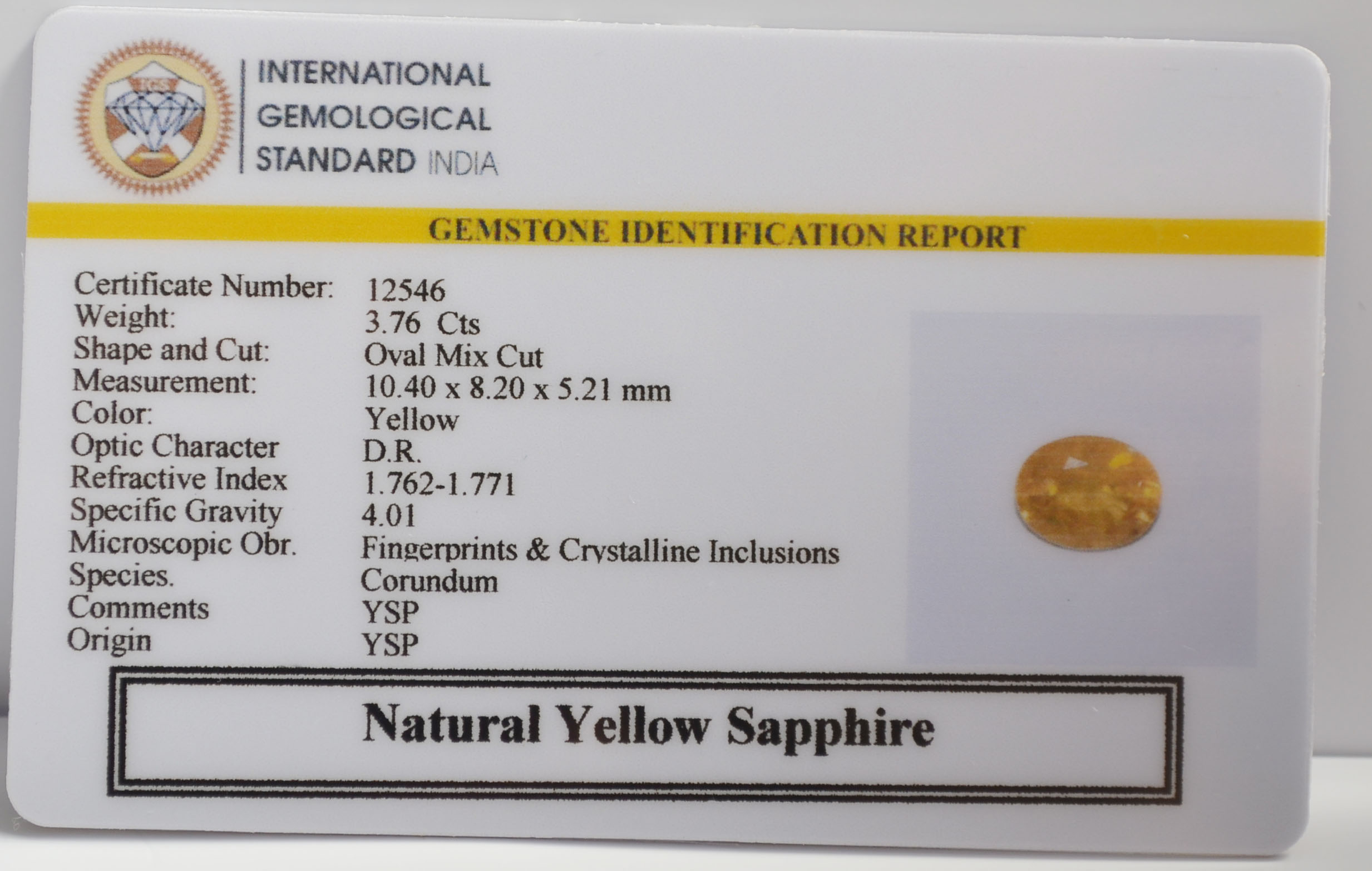 NYSP8963 2 YELLOW SAPPHIRE 3.76 Ct.