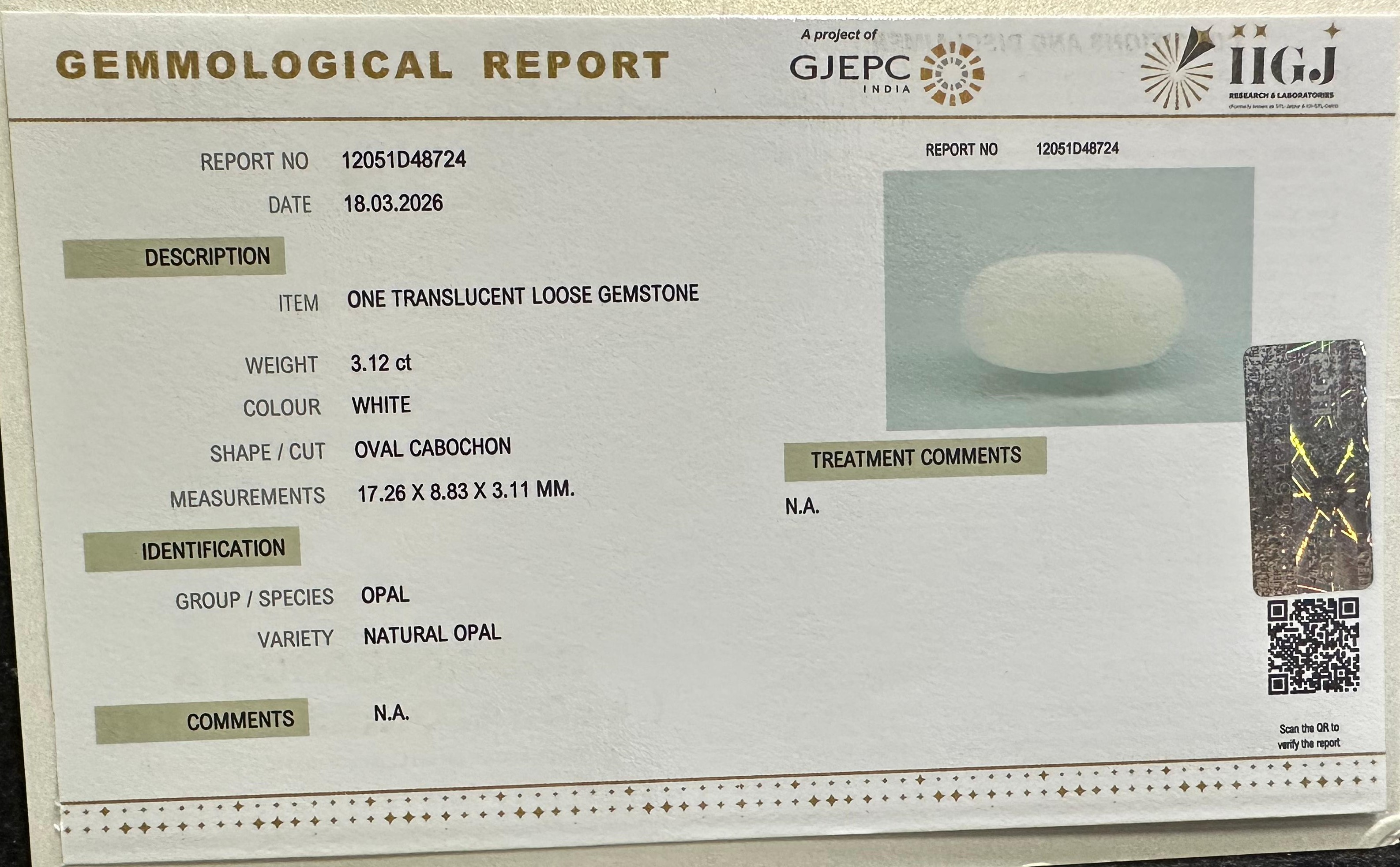 OPAL 3.12 Ct. 3 OPLG8996 2 OPAL 3.12 Ct.