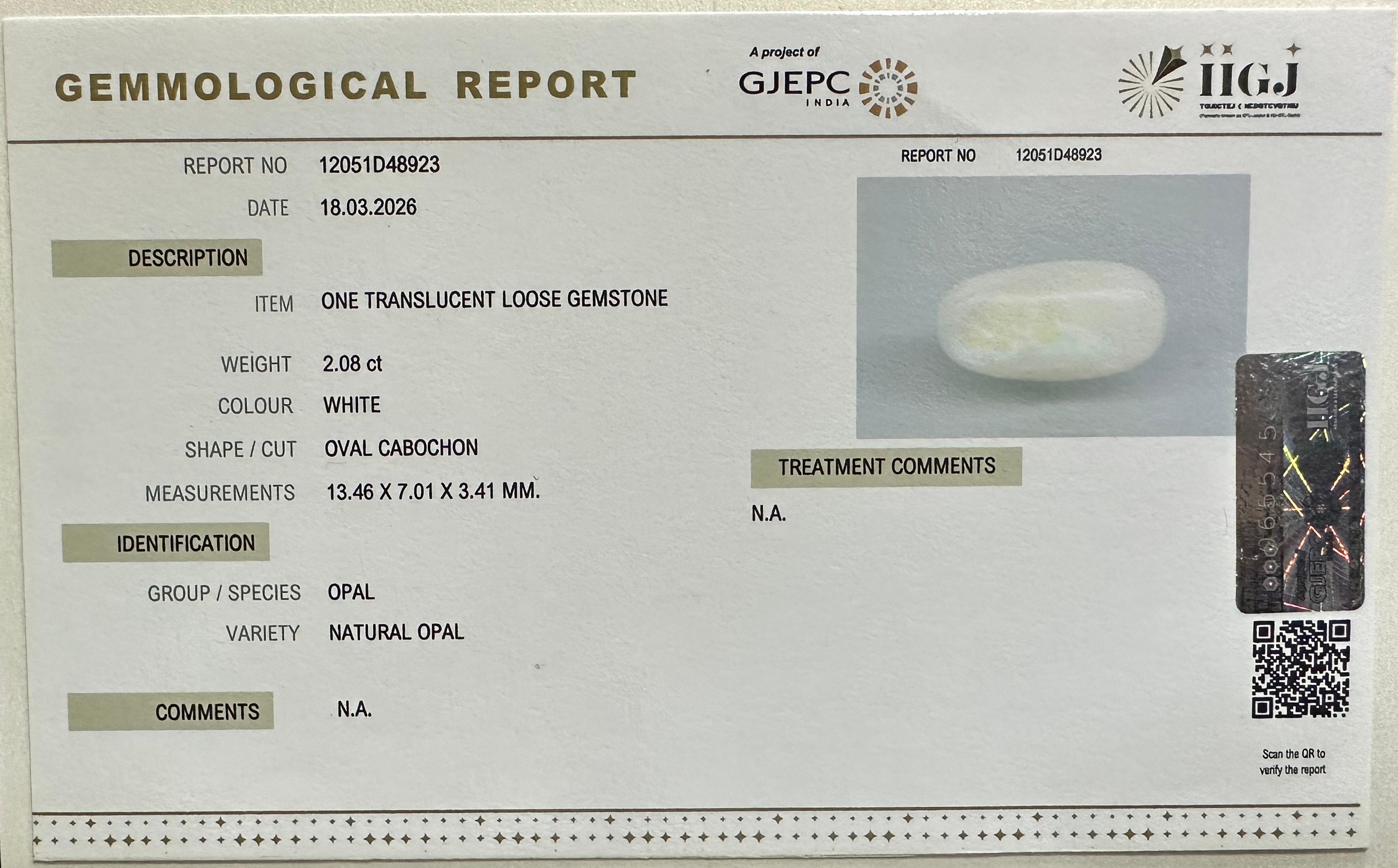 OPAL 2.08 Ct. 3 OPLG9052 2 OPAL 2.08 Ct.