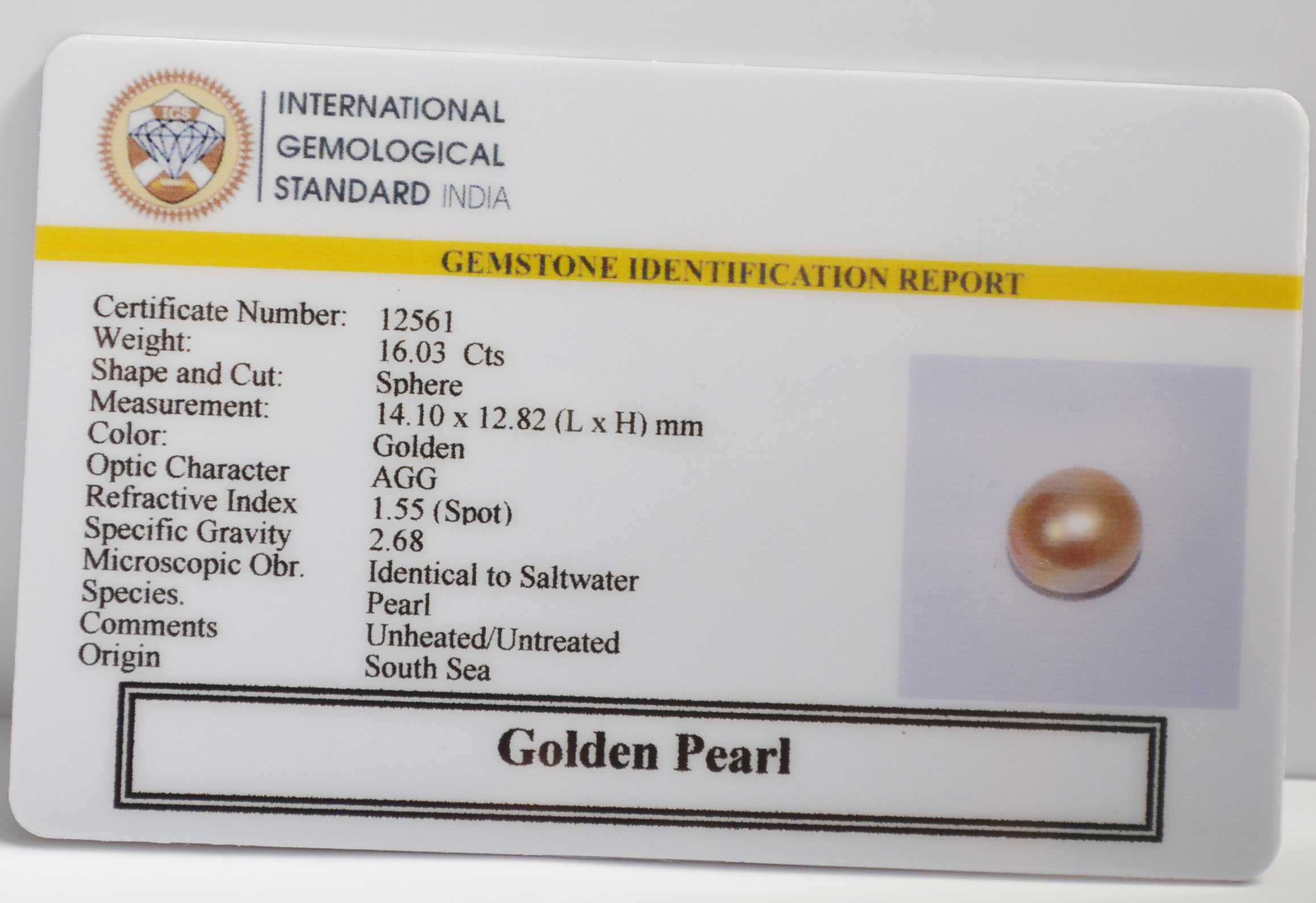 GOLDEN PEARL 16.03 Ct. 3 PRL7422 2 GOLDEN PEARL 16.03 Ct.