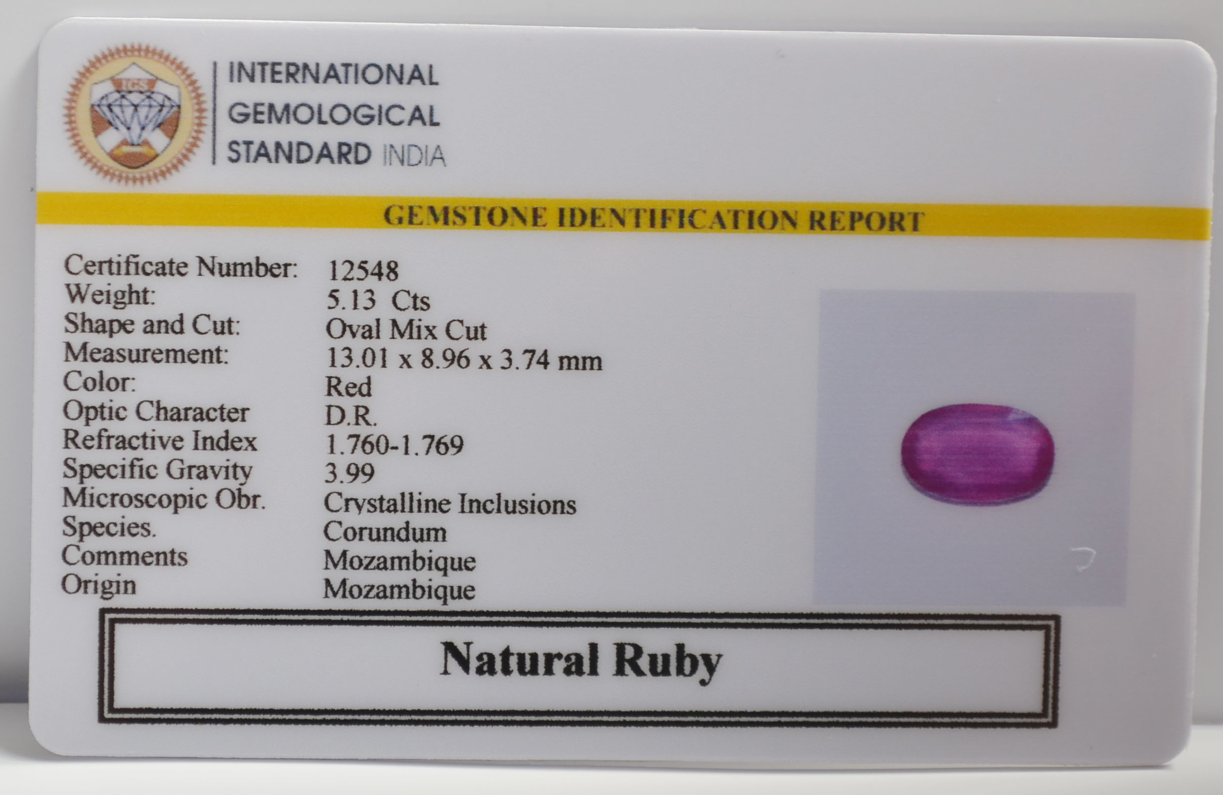 RUB8723 2 RUBY 5.13 Ct.