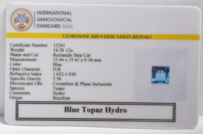 BLUE TOPAZ HYDRO 14.26 Ct. BLUE TOPAZ HYDRO 14.26 Ct.