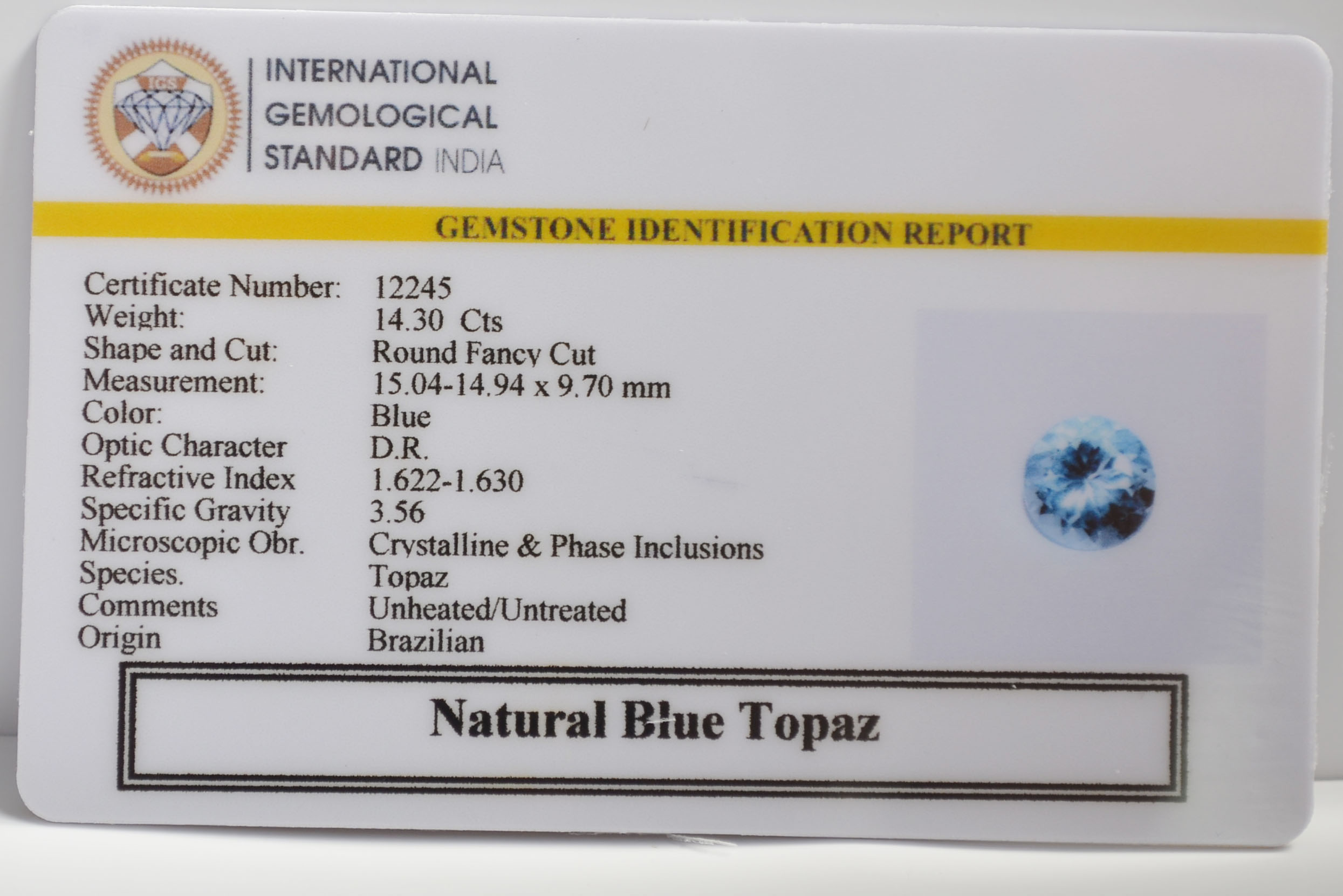 TPZG1428 2 BLUE TOPAZ 14.3 Ct.