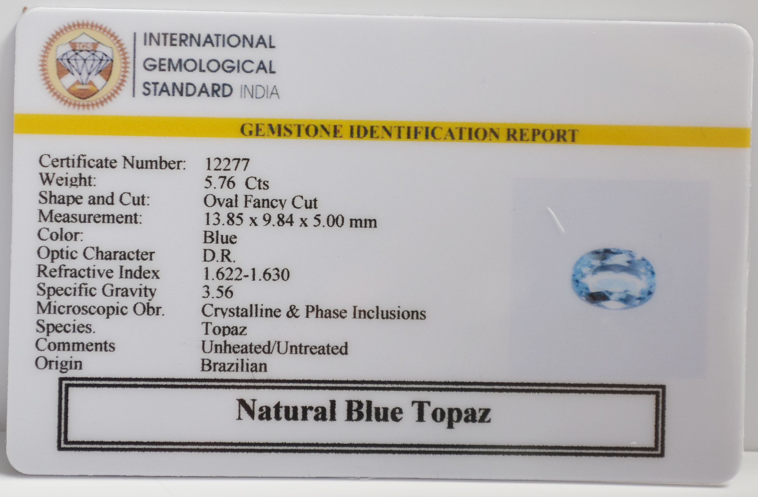TPZG1435 2 BLUE TOPAZ 5.76 Ct.