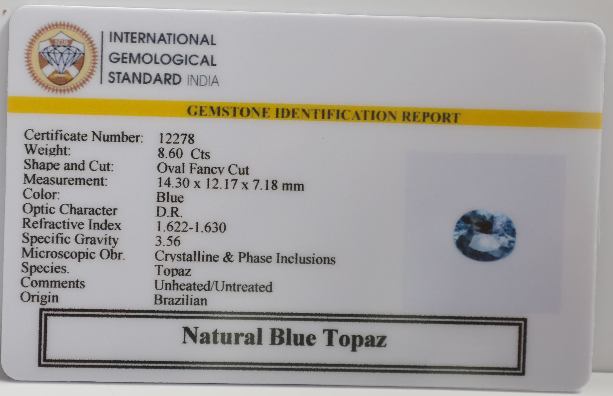 TPZG1436 2 BLUE TOPAZ 8.6 Ct.