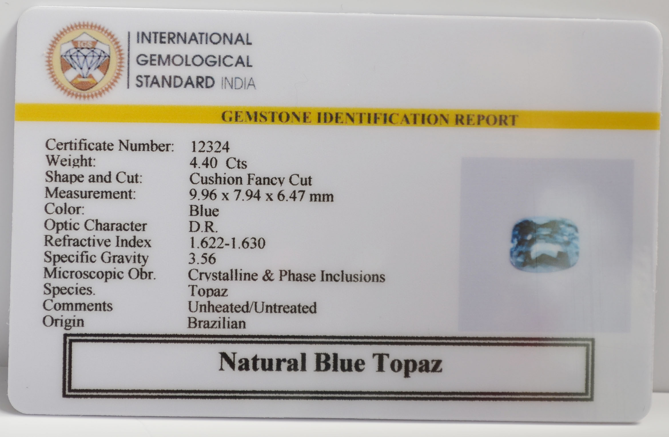 TPZG1441 2 BLUE TOPAZ 4.4 Ct.