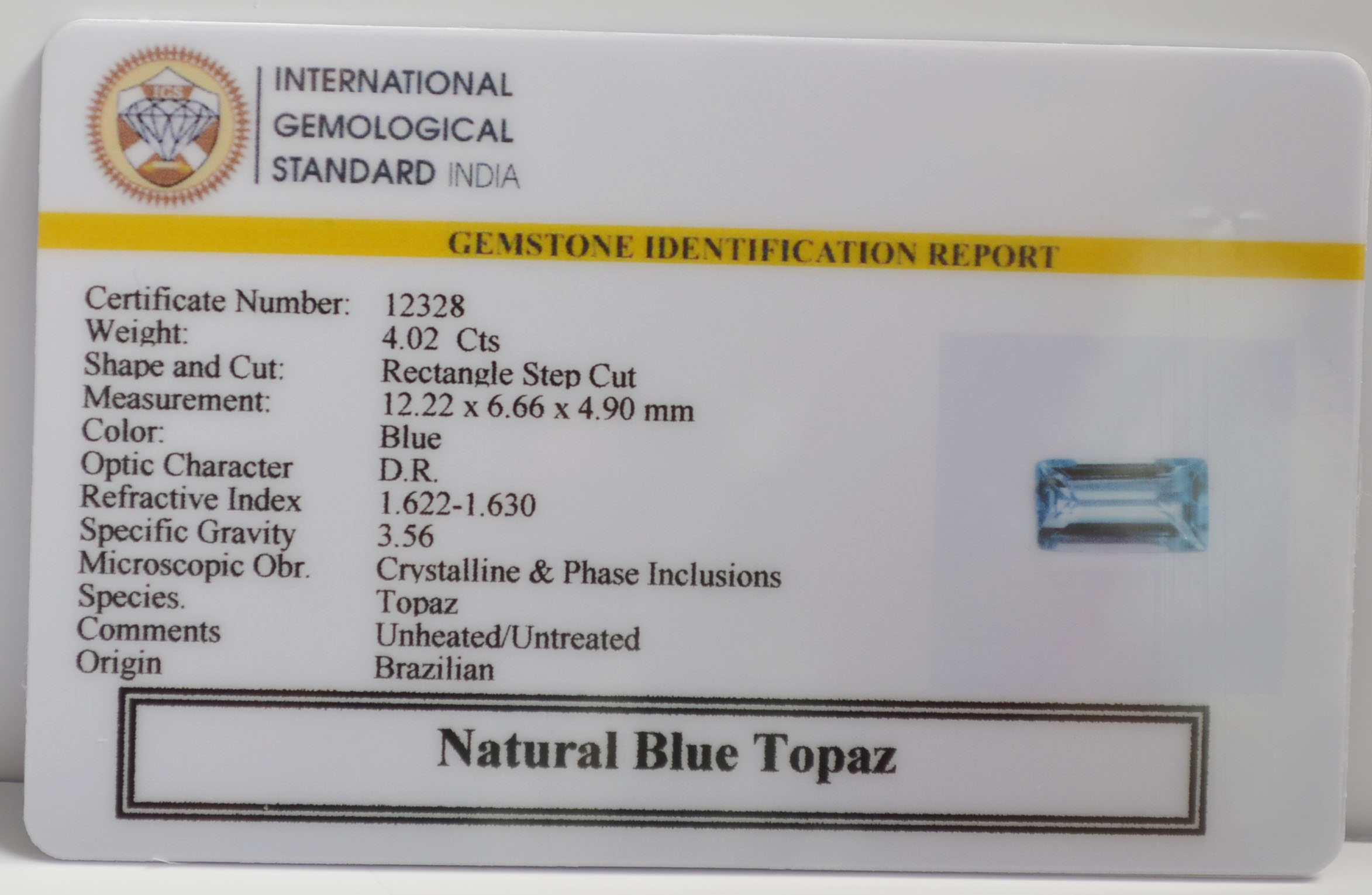 BLUE TOPAZ 4.02 Ct. 3 TPZG1443 2 BLUE TOPAZ 4.02 Ct.